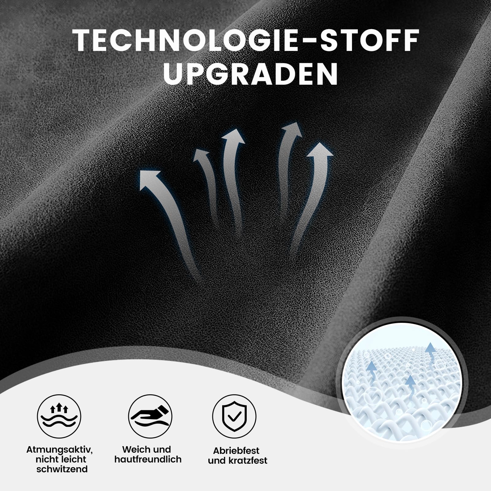 GTPLAYER Gaming Stuhl Stoff, Gaming Sessel mit Taschenfederkissen, ergonomischer Drehstuhl, Gamer Stuhl mit Fußstütze150 kg Belastbarkeit, schwarz