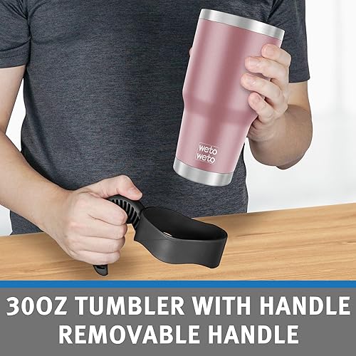Miniatura 4 de WETOWETO Vaso de 30 onzas de acero inoxidable aislado al vacío con asa, taza de café al vacío de doble pared taza de café tazas térmicas para