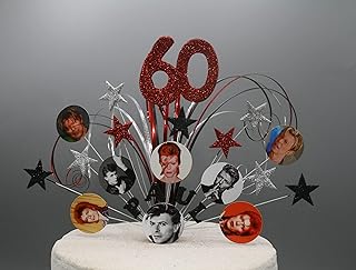 David Bowie Birthday Cake Topper Decoration Stars Hearts on Wires Birthday Glitter or Non Glitter Cake Spray 16th 18th 21st 30th 40th 50th 60th 70th any age any colours 006