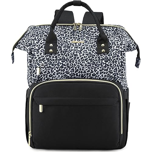 LOVEVOOK College Laptop Backpack, 15.6 Inch Travel Backpack for College, Waterproof Work Backpack Woman for Teacher Nurse Anti-theft Travel Back Pack, Gifts for Women, Grey Leopard
