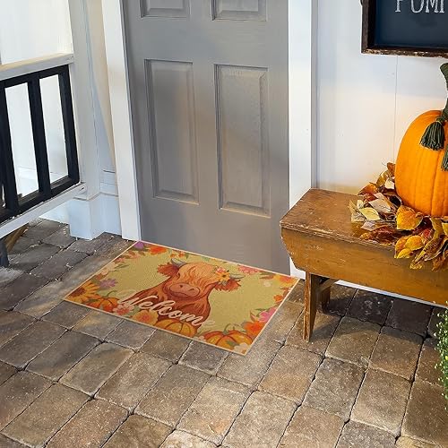 Miniatura 5 de Tapete de bienvenida de otoño, parte trasera de goma, antideslizante, para otoño, Acción de Gracias, otoño, temporada, hogar, interior, exterior,