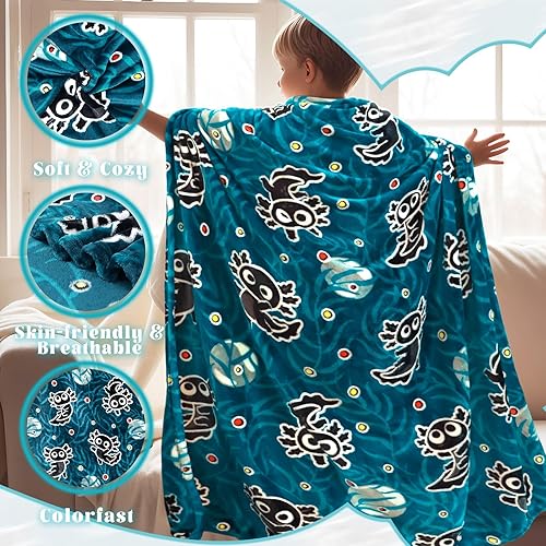 Miniatura 10 de JAPDNK Manta de camión para niños, manta que brilla en la oscuridad con diseño de tractor y excavadora