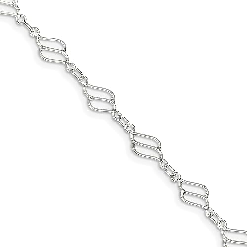 Plata de ley Fancy Enlace Tobillera Cadena Joyería 10"