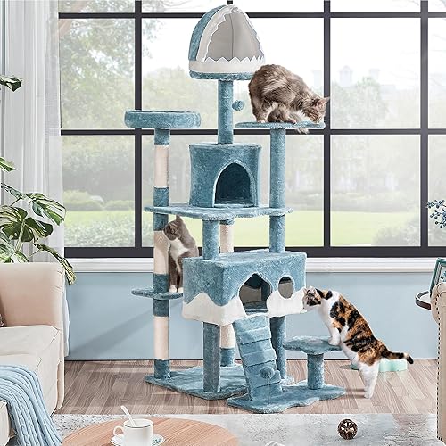 Miniatura 3 de Yaheetech Árbol para gatos, torre de árbol para gatos con temática oceánica de 72.5 pulgadas, árbol grande de varios niveles para gatos de interior