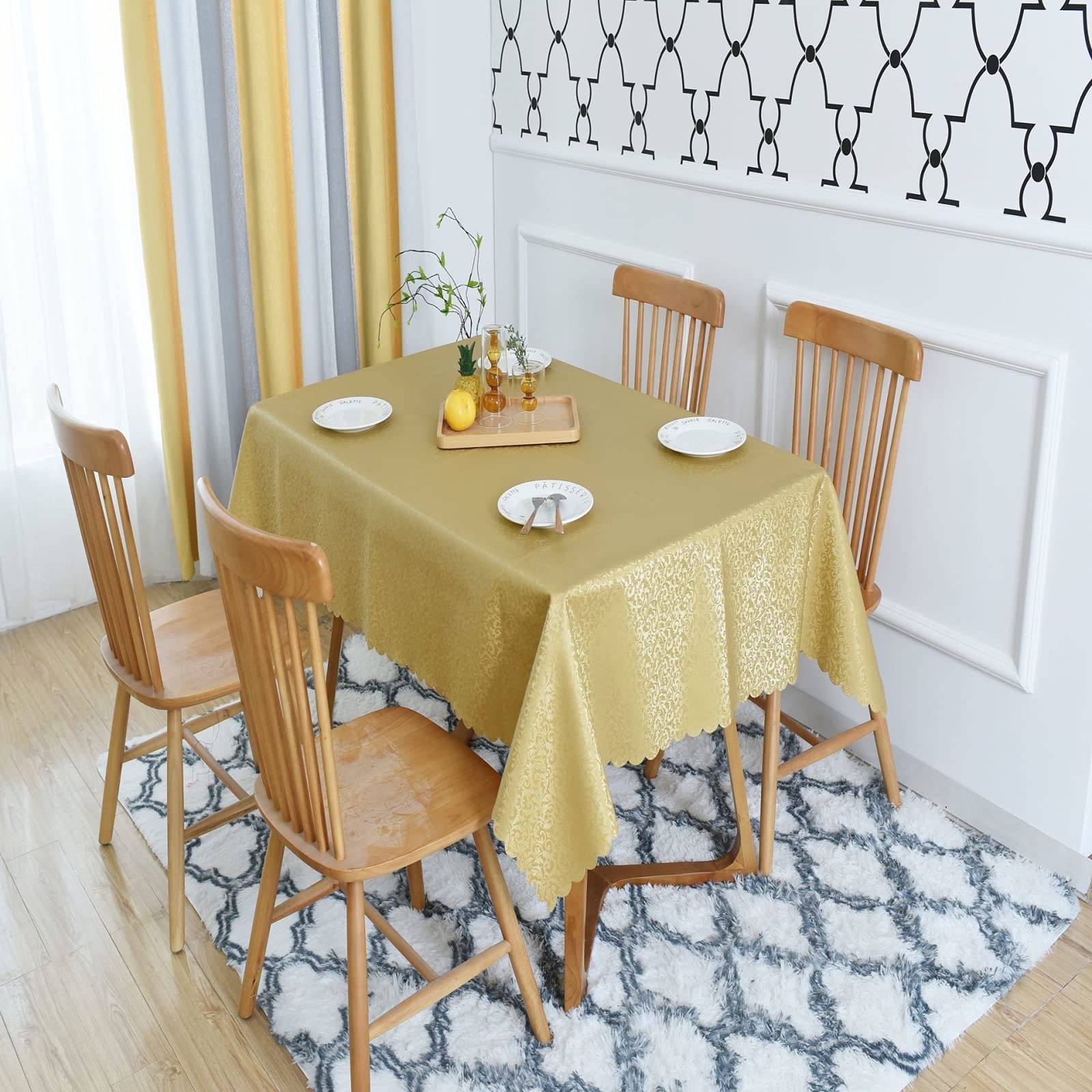 Nappe rectangulaire imprimée pour repas de famille et tables de cuisine faciles à nettoyer