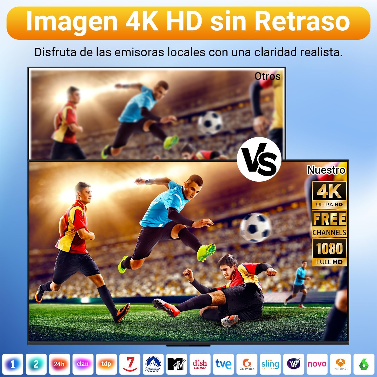 Antena TV Exterior Potente TDT Digital, Compatible con Antena TV Interior Potente, al Aire Libre con Recepción Omnidireccional 360°,Canales Locales 4K 1080P, Cable Coaxial de 32,8ft