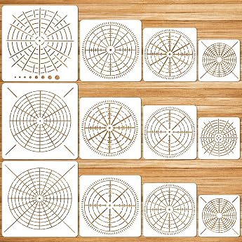 JSRQT 12 Pieces Mandala Stencils Mandala Dotting Painting Templates 3.5/5/6/8 Inch Reusable Dot Painting Template