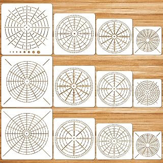 12 Pcs Mandala Painting Stencils Set,Reusable Bullseye Dot Stencil Template for Painting, 3.5/5/6/8 Inches DIY Painting Templates Arts Crafts for Rock Wood Canvas