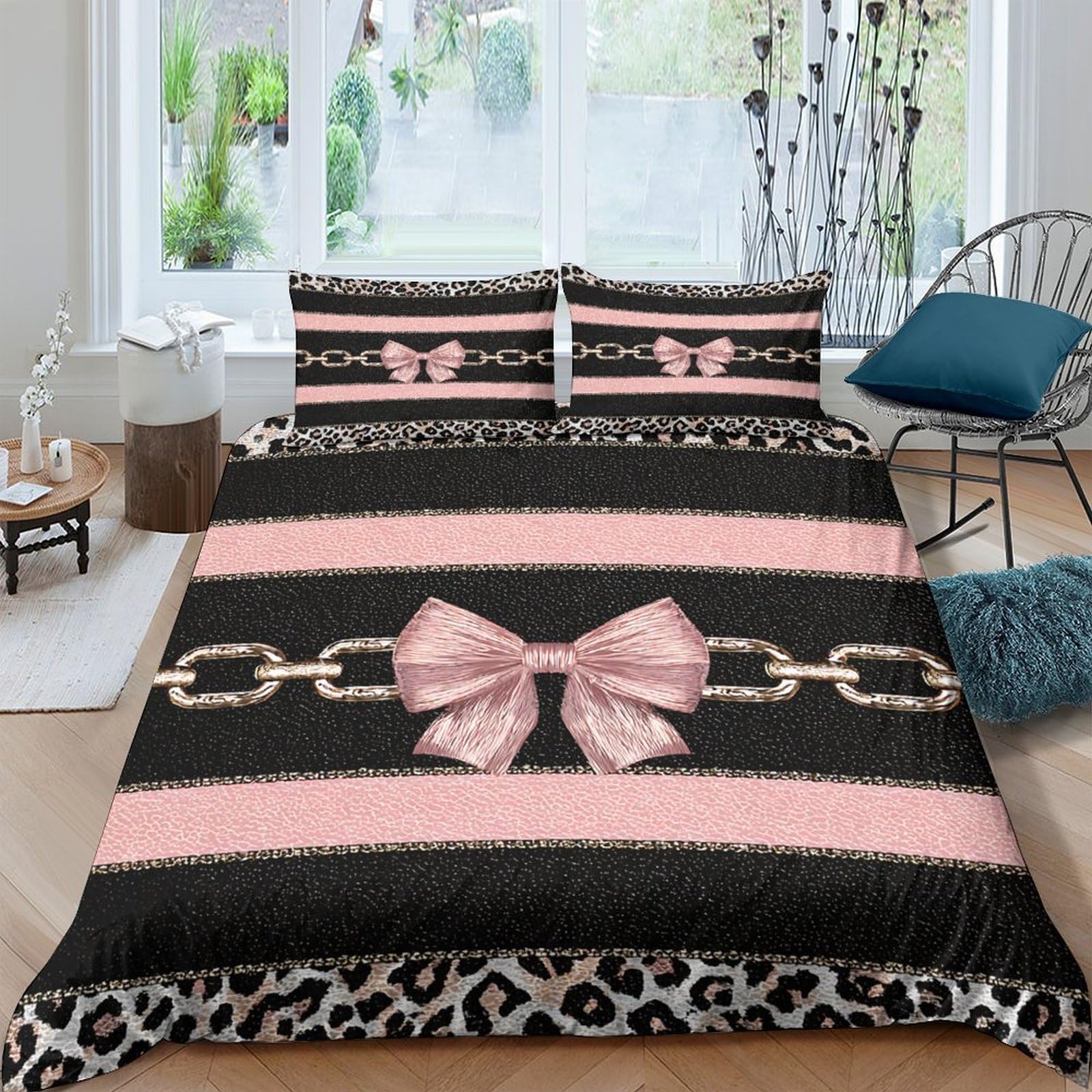 Parure de lit nœud rose 3D idéale pour chambre d'adulte moderne et vie en colocation