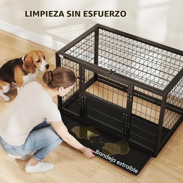 Foto 6 de 8 de PawHut Jaula Resistente 37" L 3 Puertas Cerradura Segura Bandeja extraíble