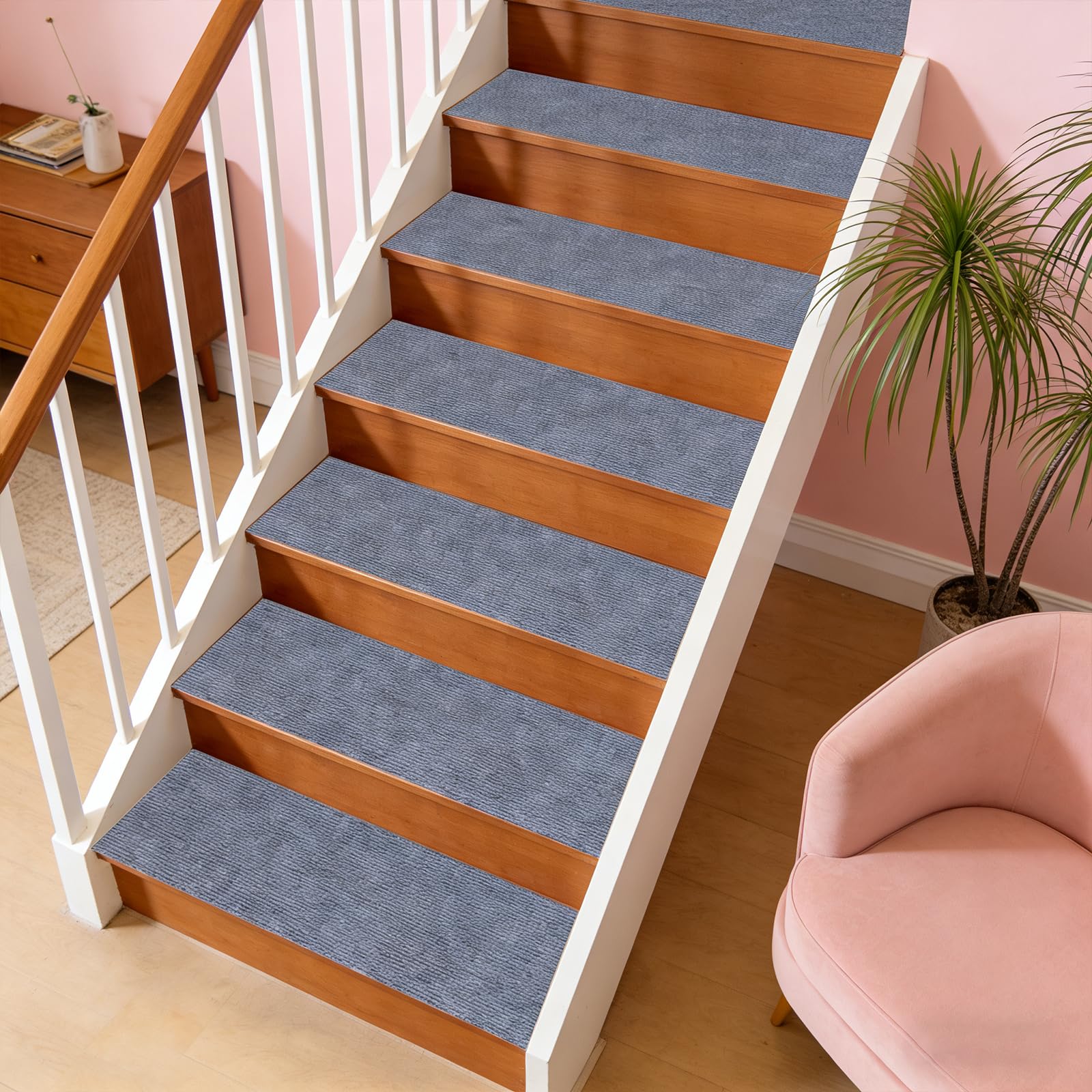 Lot de 5 tapis antidérapants de 15 x 40 cm, dos en TPE autocollant, insonorisant et découpable, sûr pour les personnes âgées et les animaux domestiques, améliore la sécurité