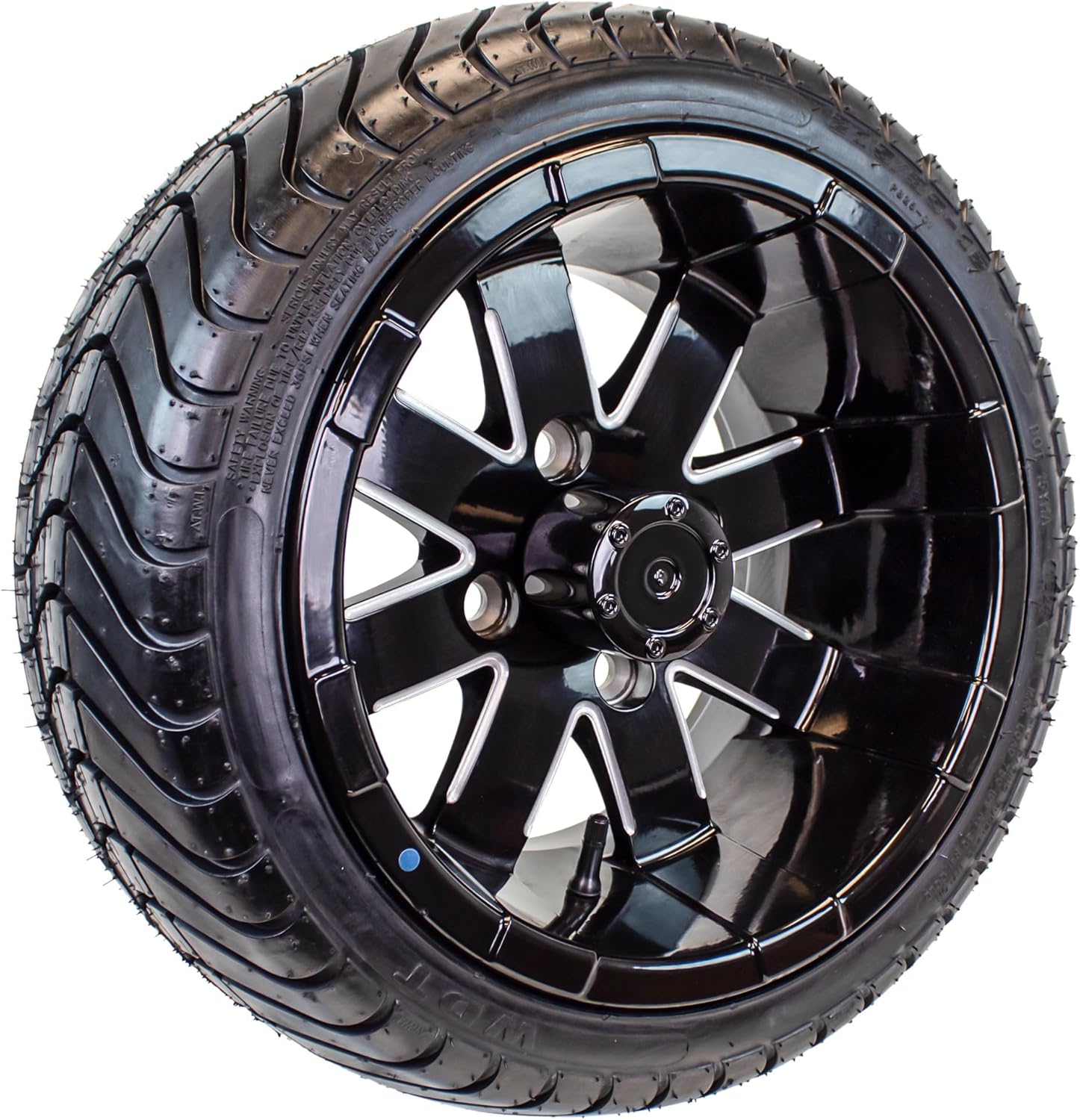 eCustomrim 4-Pack 215/35-12 Trailer Golf Cart ATV Offroad Tire On 12X7 Gloss Black Rim B2