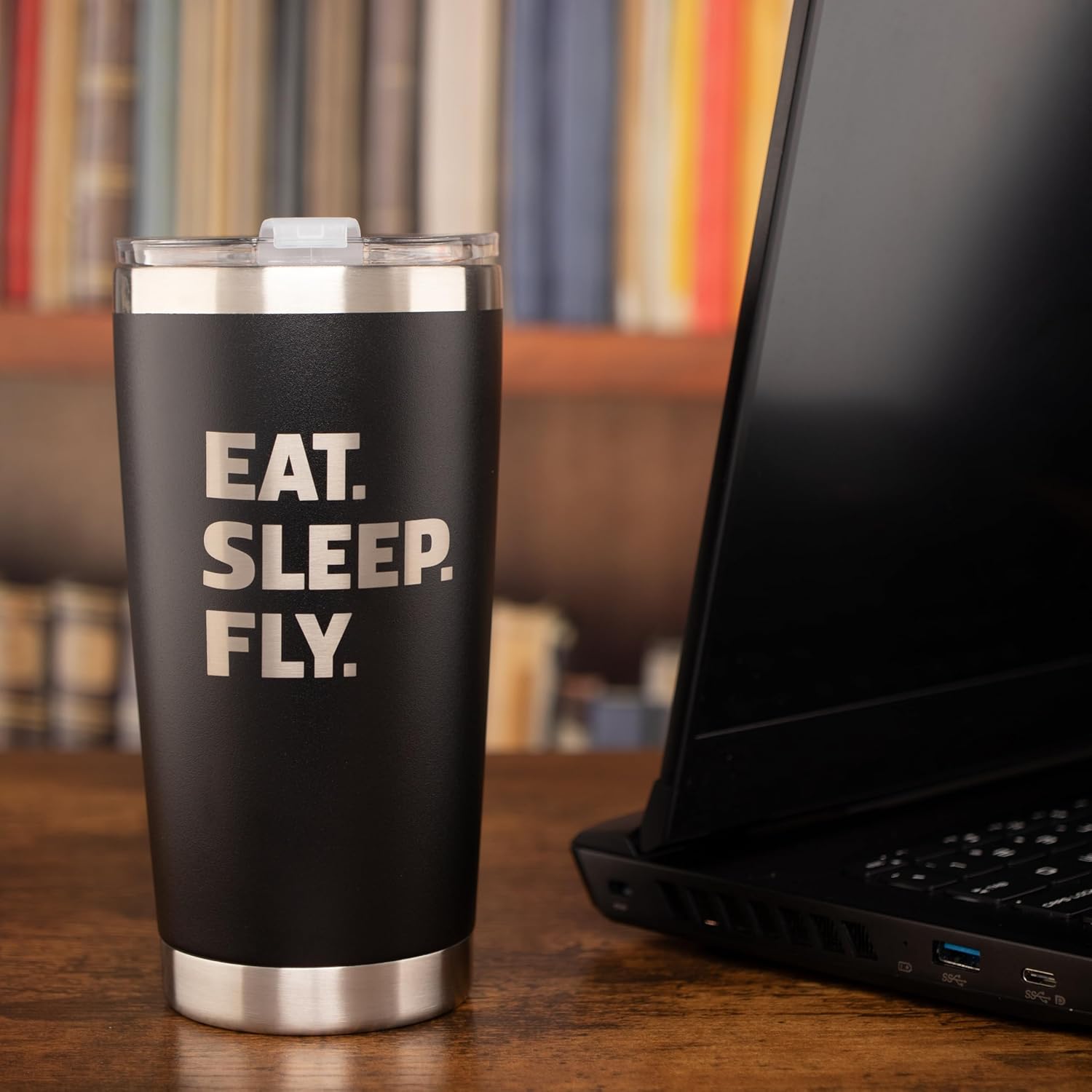 JENVIO Pilot Gifts | 20oz Laser Etched Stainless Steel Travel Tumbler Mug 2 Lids 2 Straws Gift Box and Card Included | Aviation Flight Attendant Airplane Decor Men Christmas - Image 5