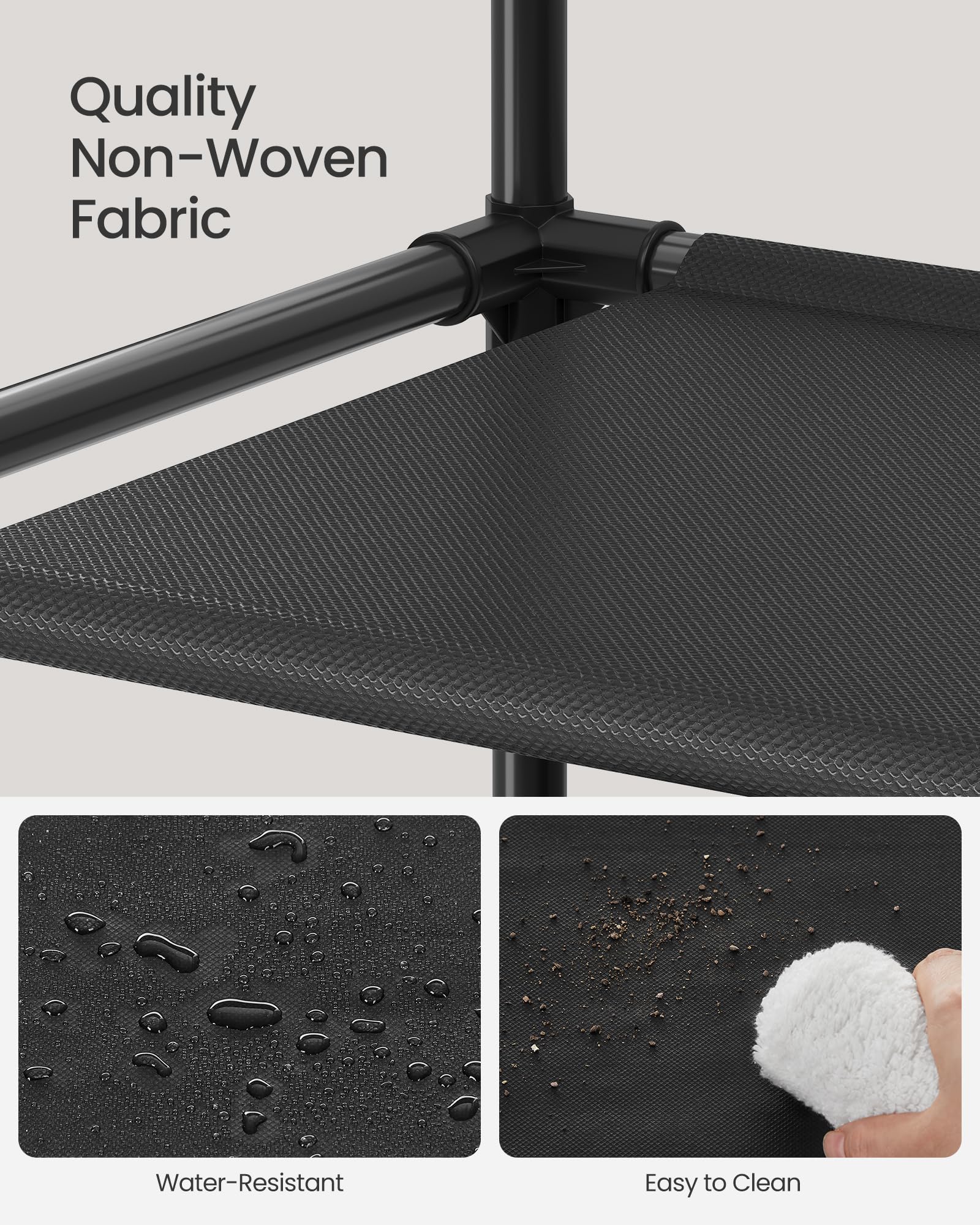 SONGMICS Zapatero, estante para zapatos de 10 niveles, organizador de | Marco de metal, estantes de tela no tejida, 11 x 37 x 68.9 pulgadas, para entrada, dormitorio, tinta negra ULSH11H