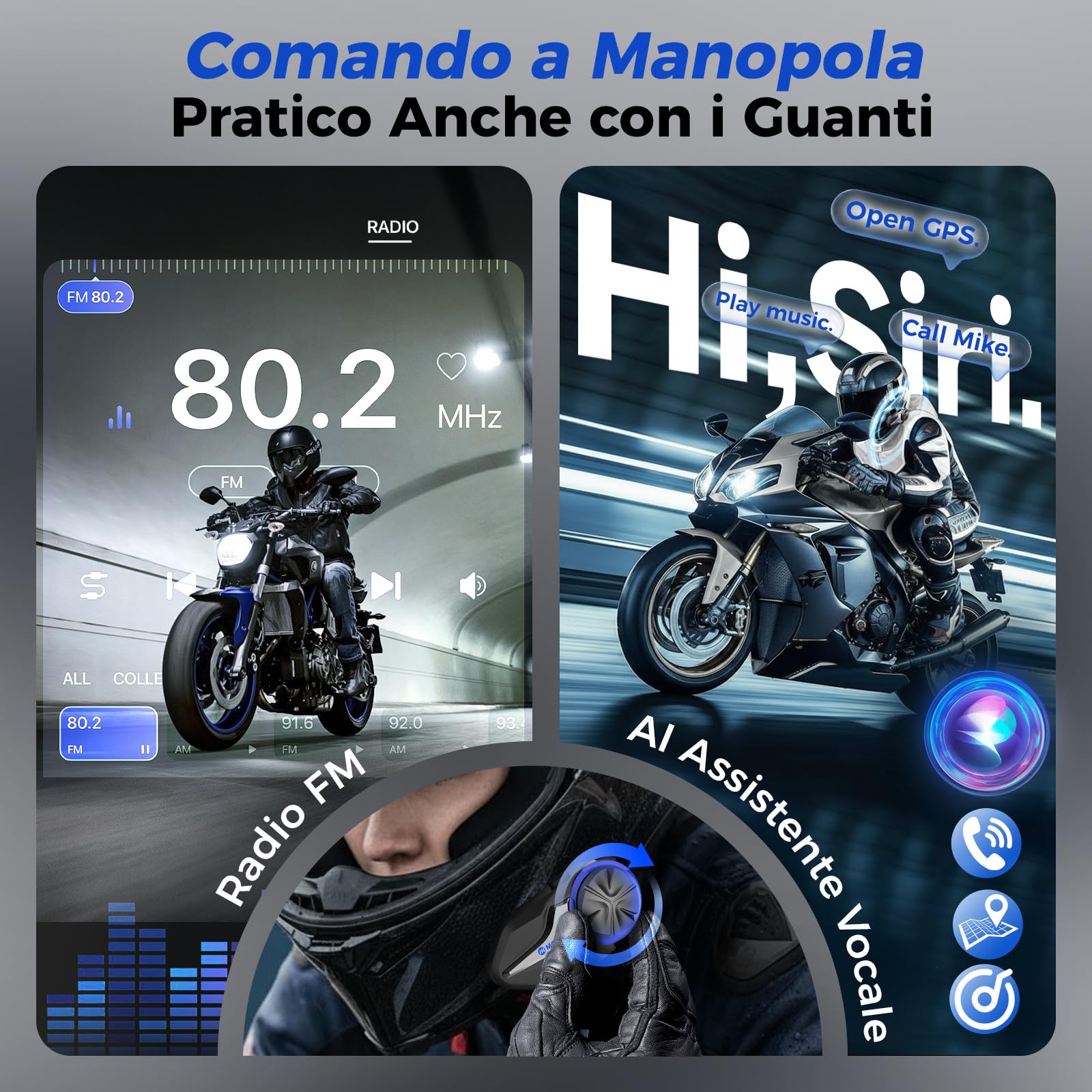 Moman CPX Mesh Interfono Moto - 24 Persone Due Modalità, Auricolare Casco Moto 2000M Sistema di Comunicazione, Audio Multitasking BT 5.4 Quad Riduzione del Rumore AI Hi-Fi Stereo/Impermeabile, Doppio