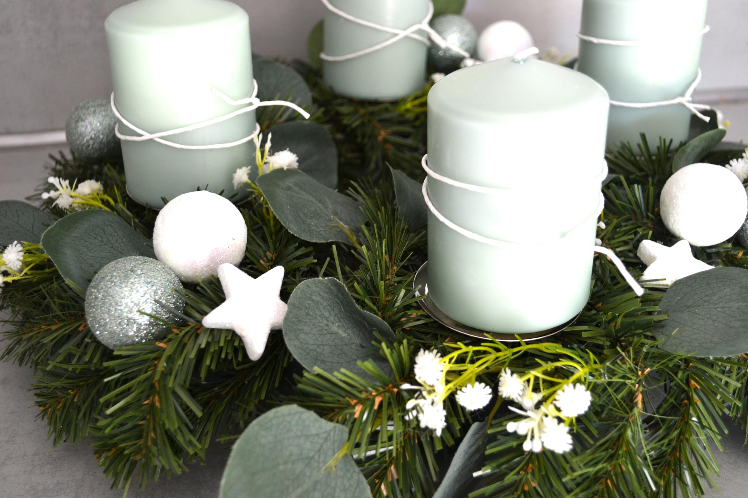 Adventskranz künstlich grün 40 cm Weihnachten Advent Gesteck Adventkranz