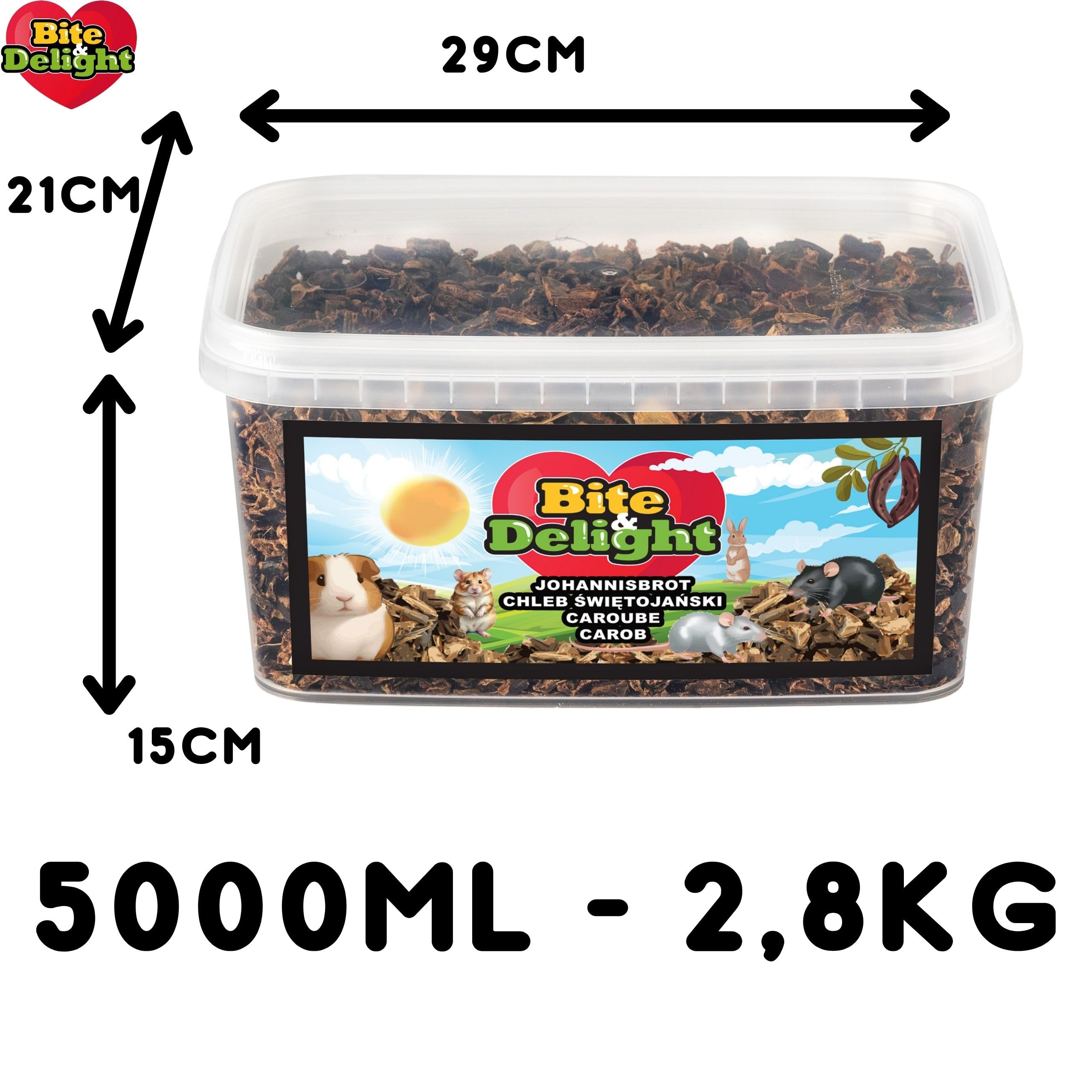 Bite & Delight Chleb Świętojański 2,8 kg Przysmak dla Królika Świnki Morskiej Konia Pyszna Przekąska Karma dla Zwierząt