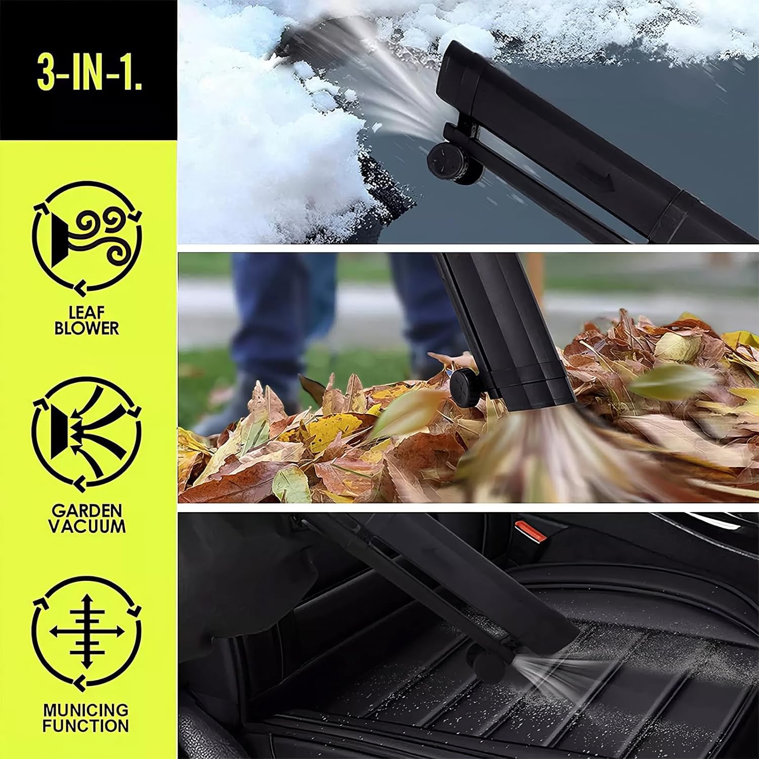 Garden Leaf Blower, Vacuum Leaf Shredder, Electric Garden Vacuum Cleaner with a 35L Leaf Collection Bag and Wheels.