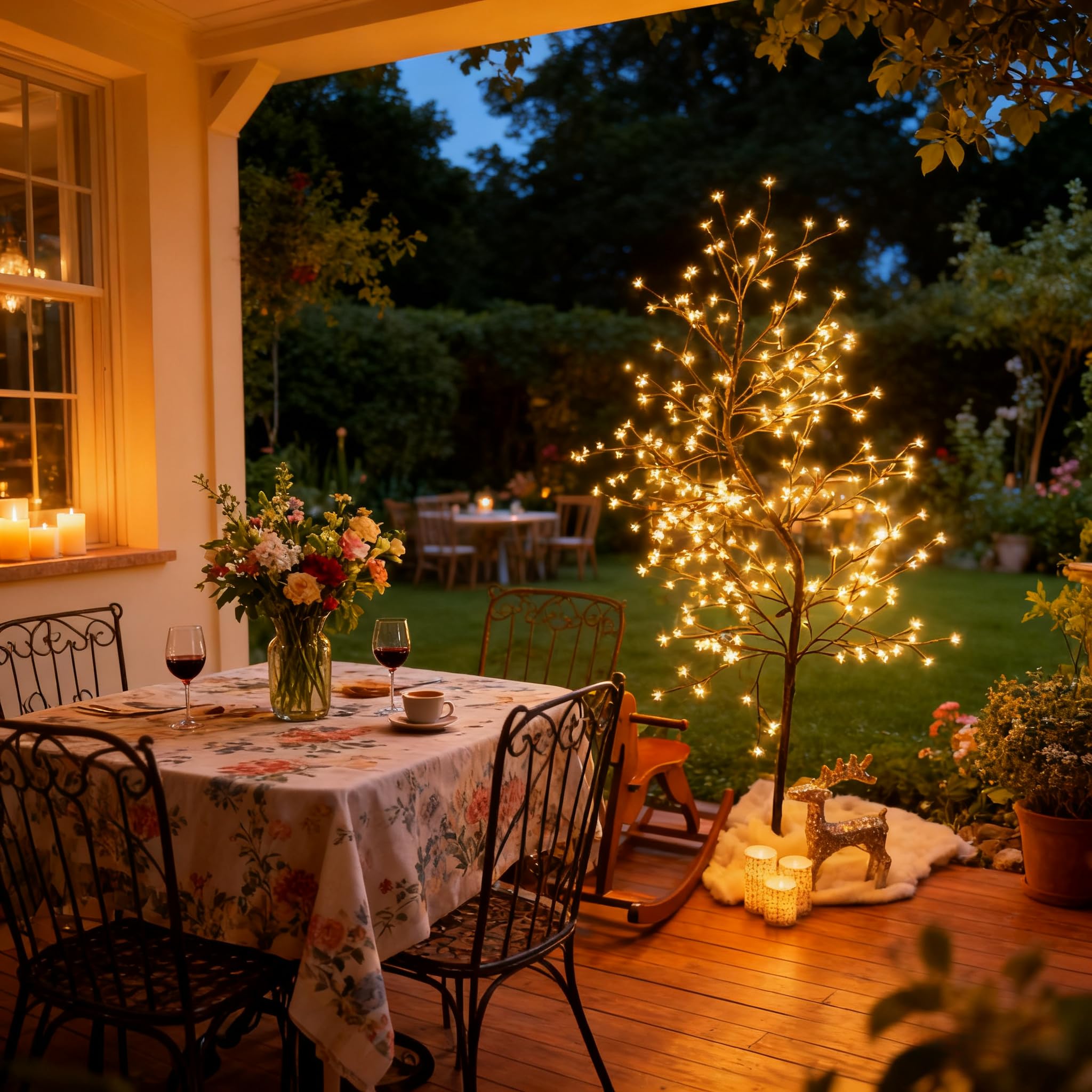 CCLIFE Albero Luminoso da Interno 180cm, Lampada LED con Funzione Memoria, Albero di Ciliegio Illuminazione, Bianco Caldo, IP44, 240 LED Albero con Luci