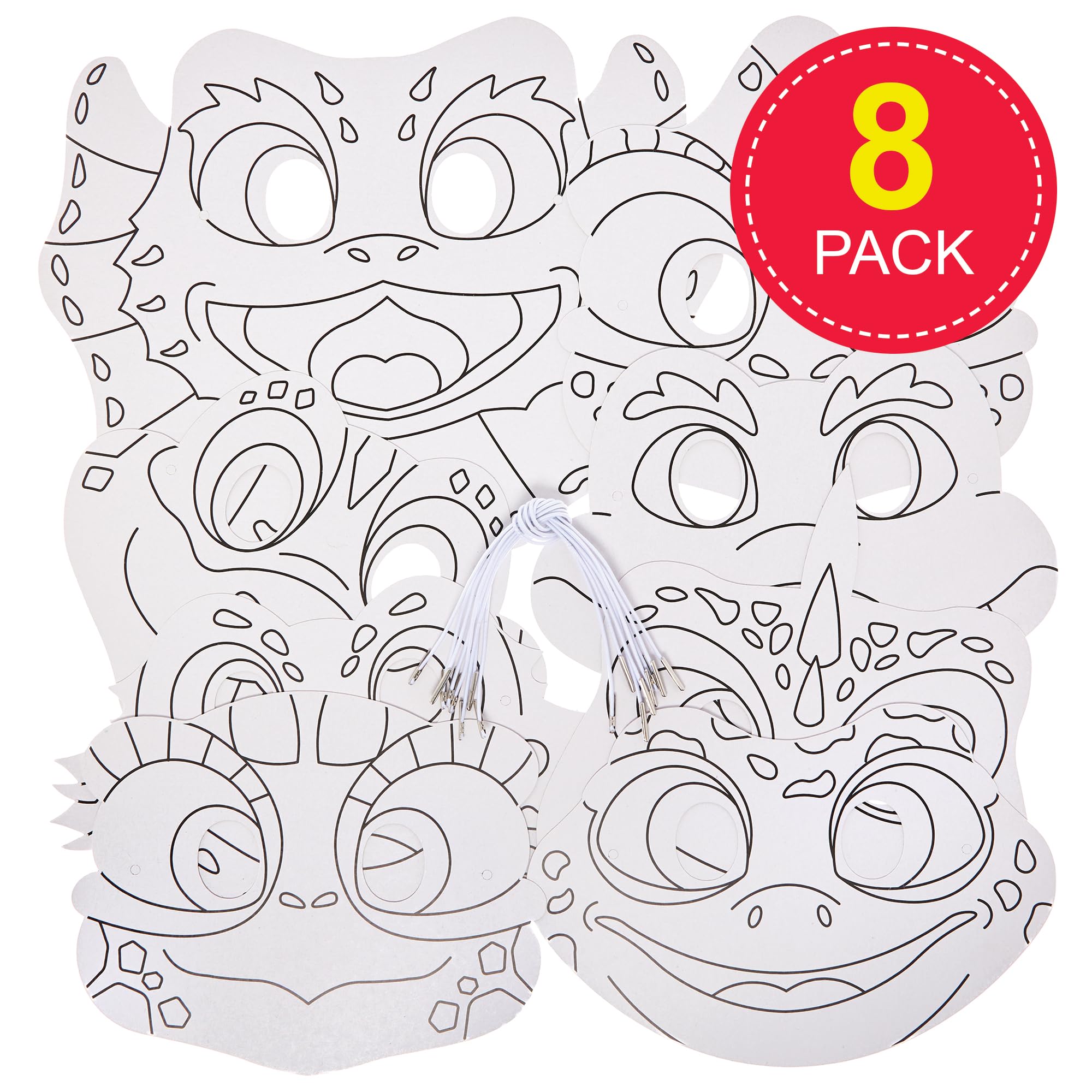 Baker Ross FN193 Reptile Colour-in Masks - Pack of 8, Fancy Dress Costume Arts and Crafts, Multicolour, 22.5 cm - Image 2