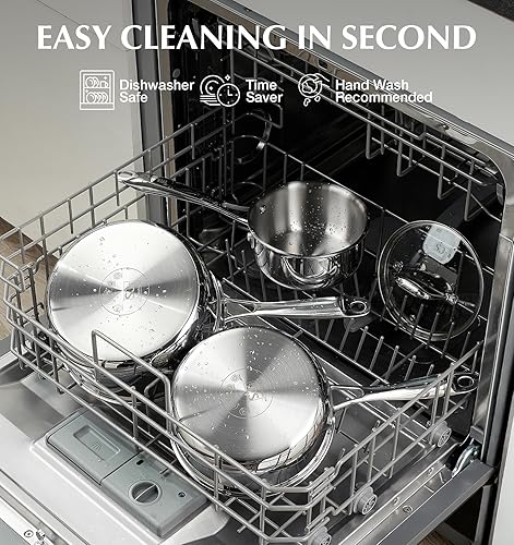 Miniatura 5 de KOCH SYSTEME CS Triply - Juego de cacerolas de acero inoxidable de 1 cuarto de galón, 2 cuartos y 3 cuartos de galón de acero inoxidable con tapa,