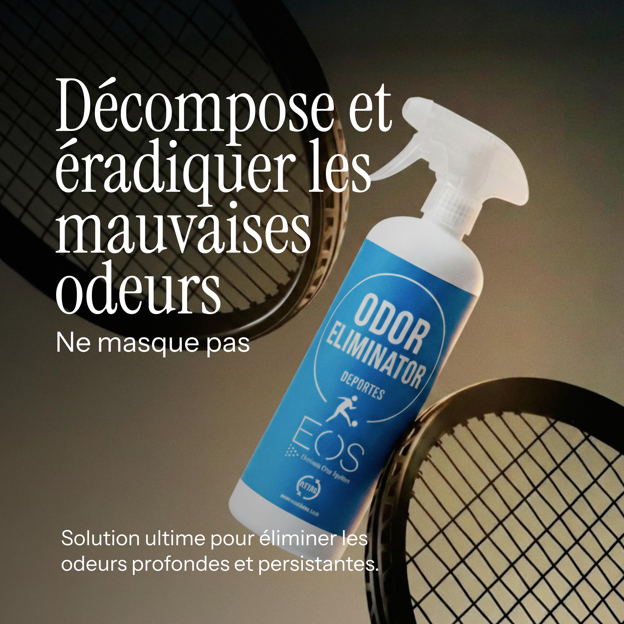 EOS Spray Destructeur d'Odeur | Efficace Neutraliseur d'Odeur Transpiration pour Vêtements de Sport, Accessoires et Désodorisant Chaussure – Absorbeur d'Odeur Puissant | Parfum de Linge
