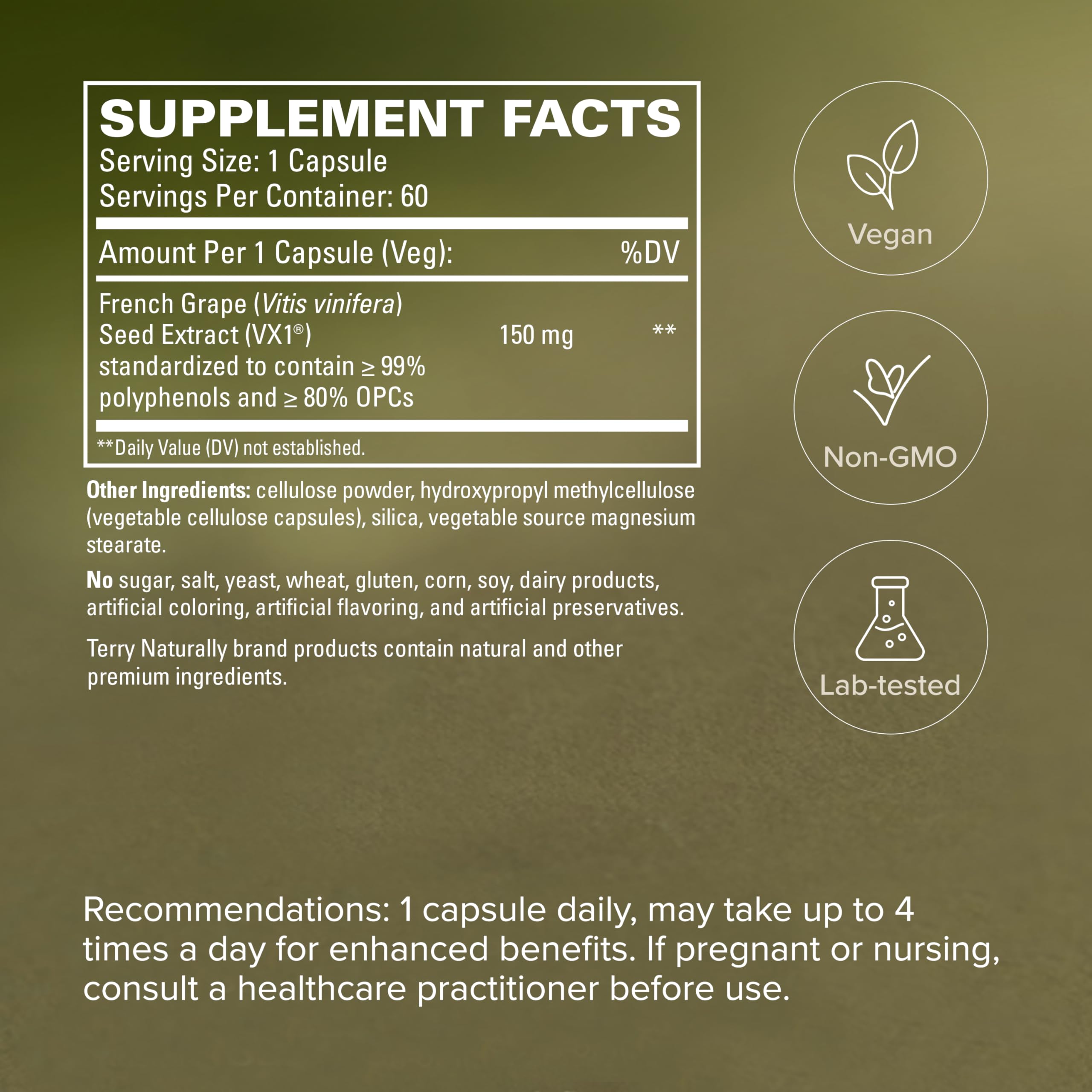 Terry Naturally Clinical OPC Antioxidant - French Grape 150 mg - 60 Count — Amazon image 5