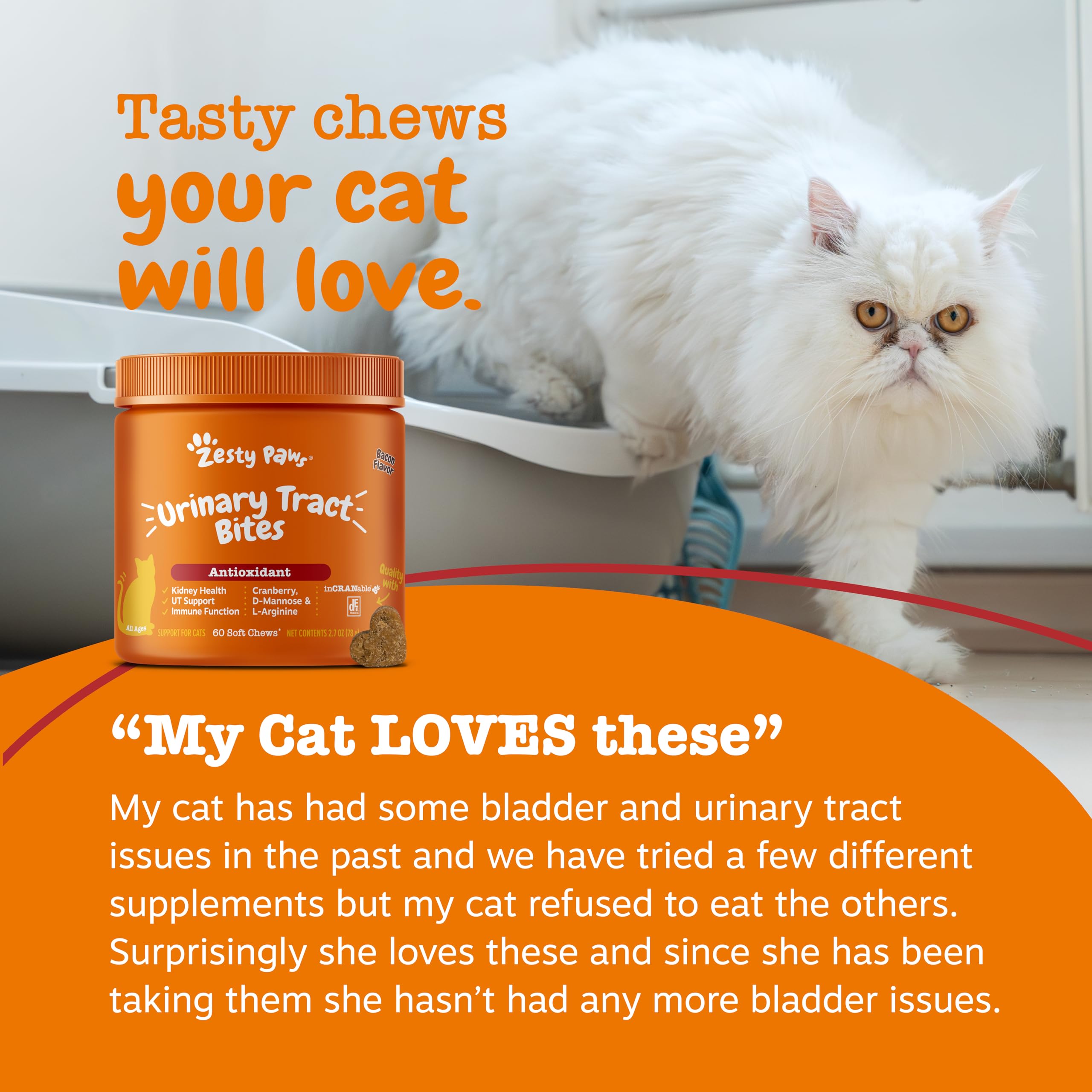 Zesty Paws Cranberry Urinary Tract Bites for Cats - Kidney & Urinary Tract Health - Soft Chews with D-Mannose, Vitamin B6 & L-Arginine - Immune & Gut Support - Bacon - 60 Count - image 6