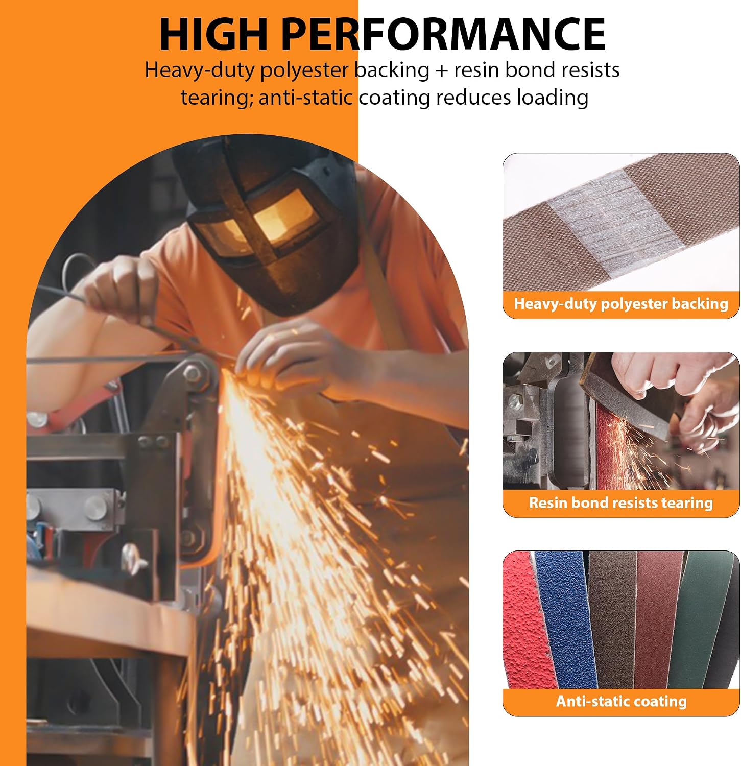 1x42 Inch Sanding Belts for Knife Sharpening, 40/80/120/240/400/1000 Grit – Ceramic/Zirconia/Alumina/SiC, for Metal Wood Plastic Polishing Deburring, Fit 1 x 42 Belt Sander,12 Pack