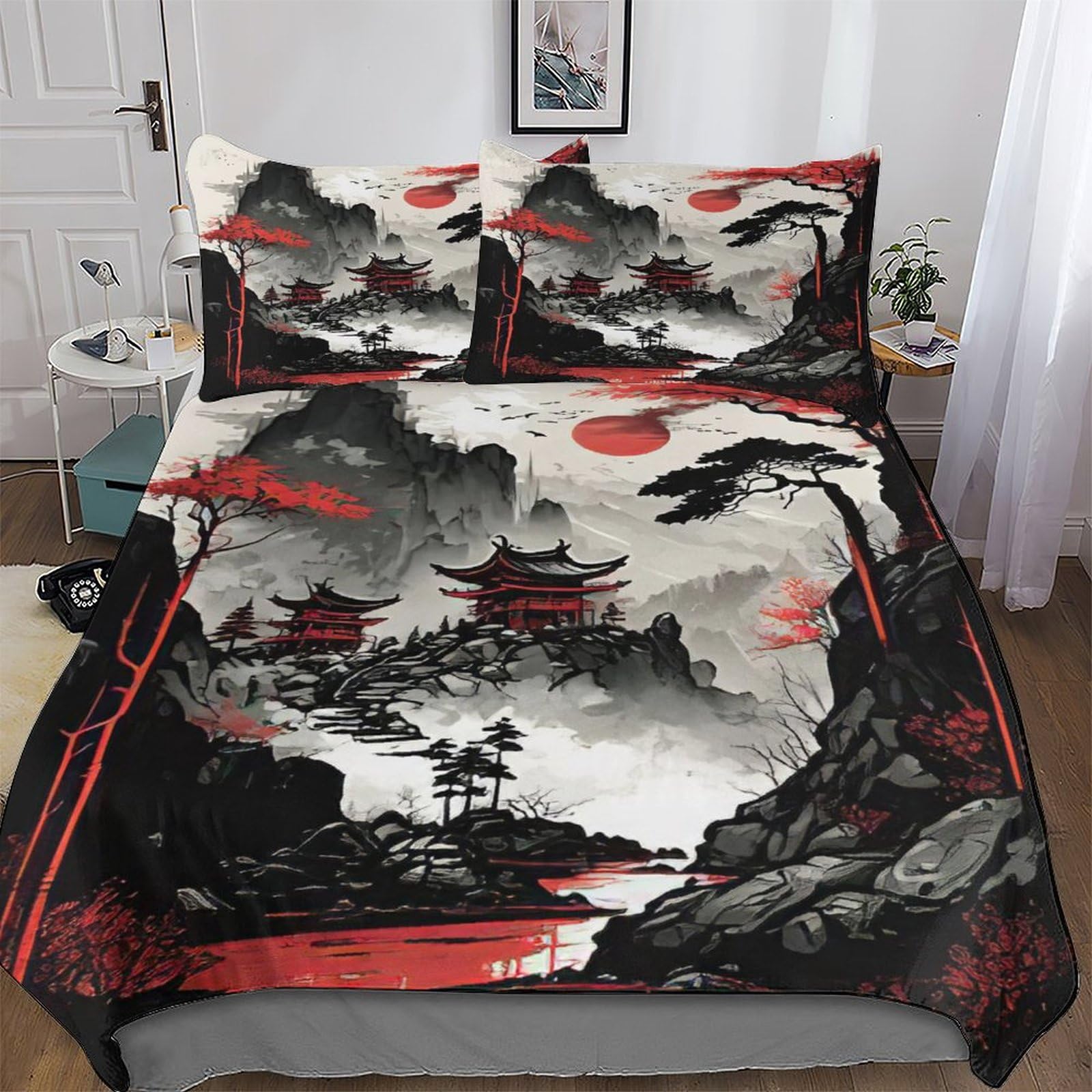 Ppzyy Japan Style-25 Japan Style Quilt Cover Super-Soft Bedding Set Comfortable Printed Duvet Cover Sets With Pillowcases For Adults Kids King(220X240cm)