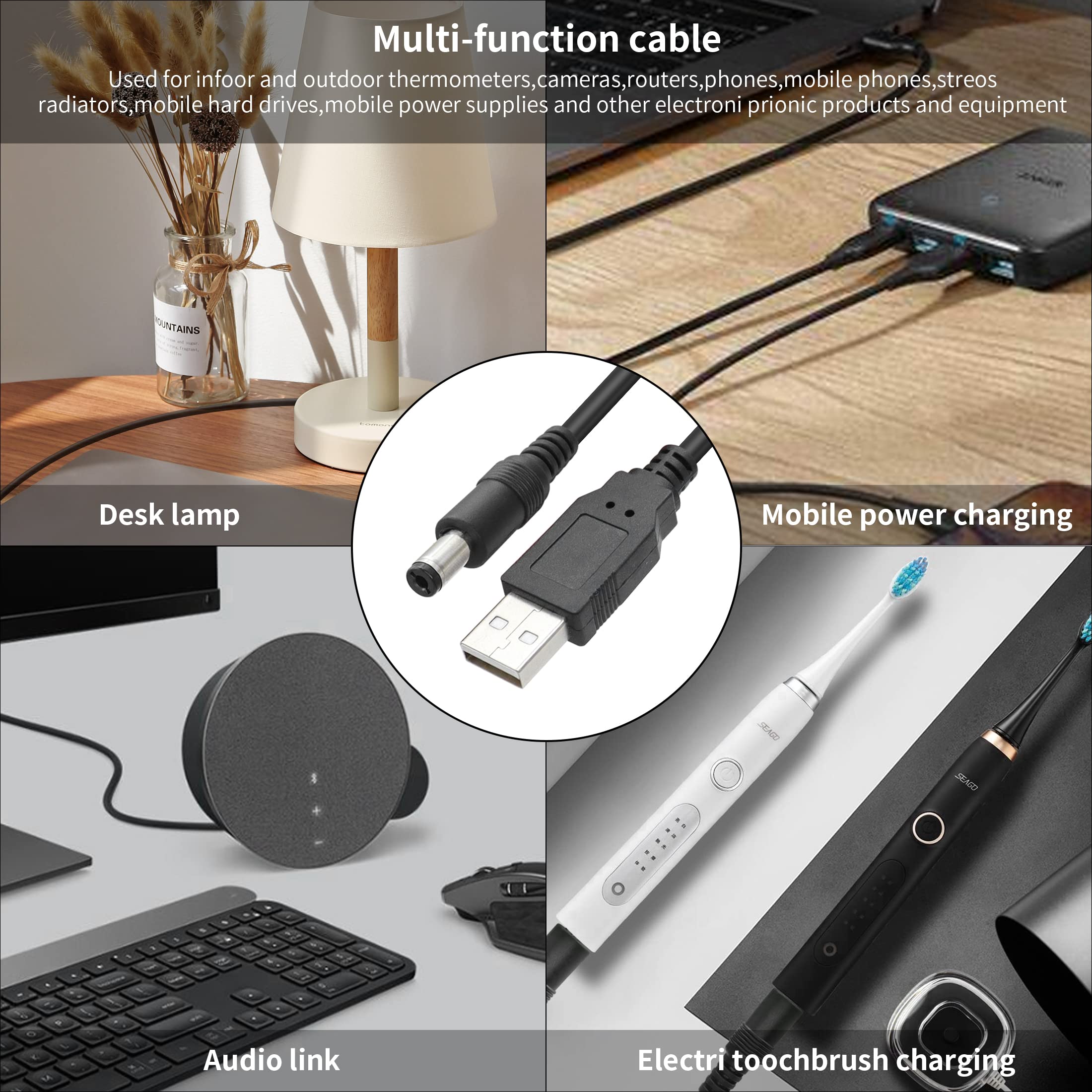 2x USB Auf DC5521 Y-Splitter Kabel, 5V, 3,3 Fuß – Zum Anschluss Von Lüftern, LED-Lichtern Etc.