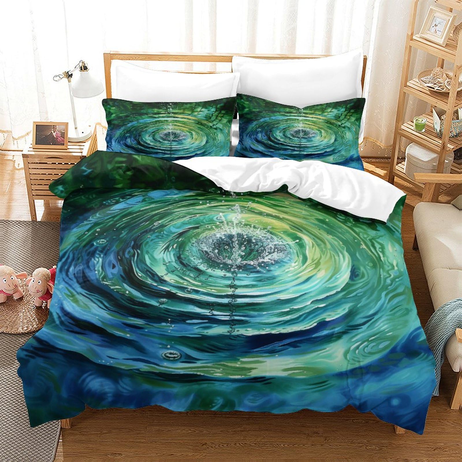 P1S9U7W5Y Whirlpool Artistic 3D Printed Duvet Cover Set 3pcs Microfiber Abstract Swirl Bedding Set King（220x240cm）