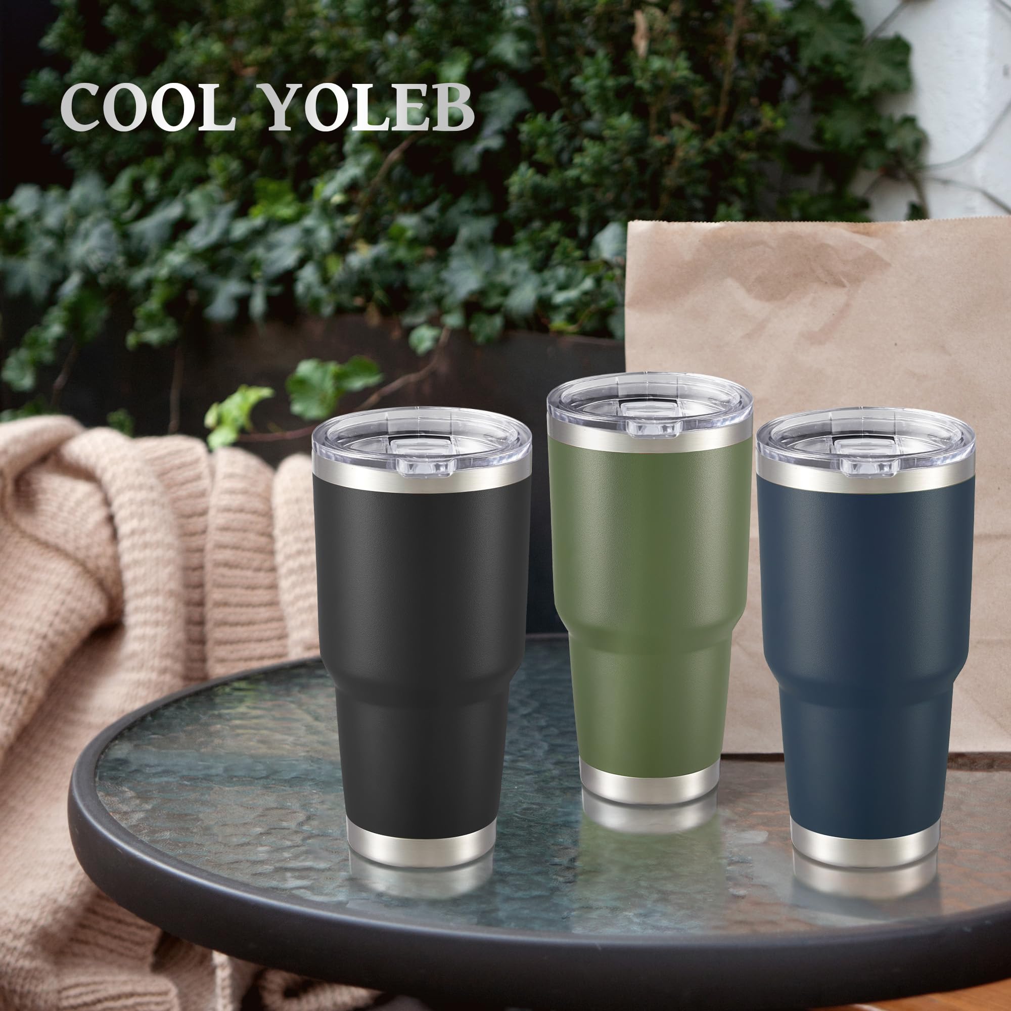 Amazon.com | Cool Yoleb 30 oz Tumbler with Lid Stainless Steel Tumblers Bulk  Vacuum Insulated Cup Reusable Powder Coated Travel Mug Double Wall Leak  Proof Cups Keep Cold Drinks for 12 Hours