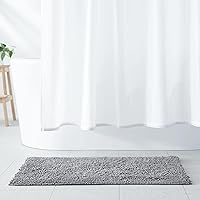 Amazon Basics Platinum Shag Bath Mat 21x34 - Extra Soft Microfiber, Non-Slip, Quick Dry, Machine Washable Rug for Shower Tub Floor