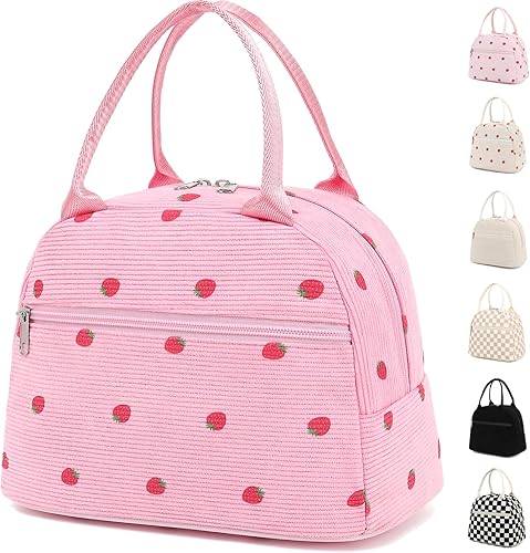 Miniatura 20 de Bolsa de almuerzo para mujeres, caja de almuerzo para hombres adultos, lonchera pequeña y bonita tipo tote de gran capacidad, contenedor de almuerzo