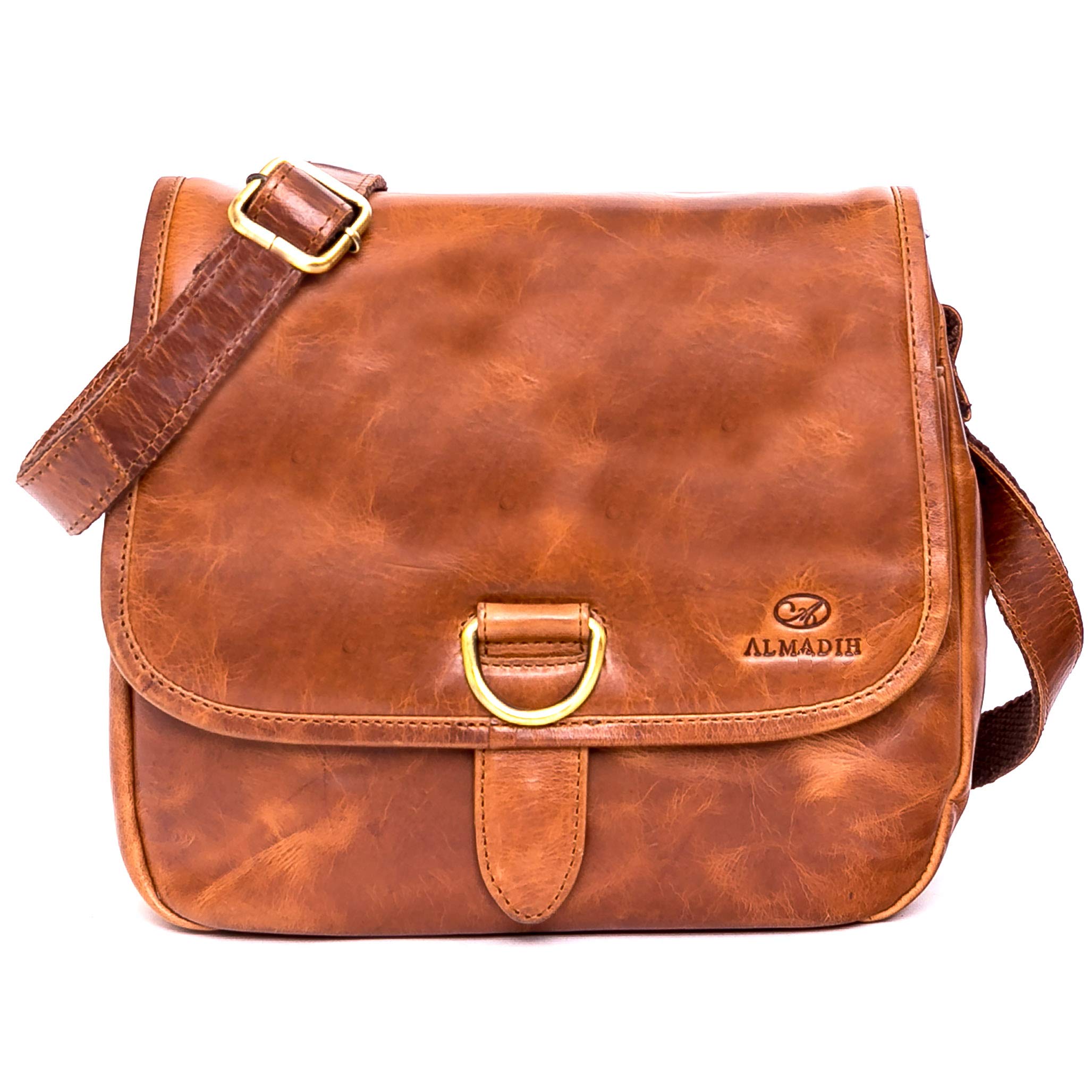 ALMADIH Borsa in pelle di vaccetta donna LOLA marrone deluxe Bandoliera a mano Borsetta a tracolla tracollina monospalla Shopping Porta documenti da lavoro satchel tote grande capacita