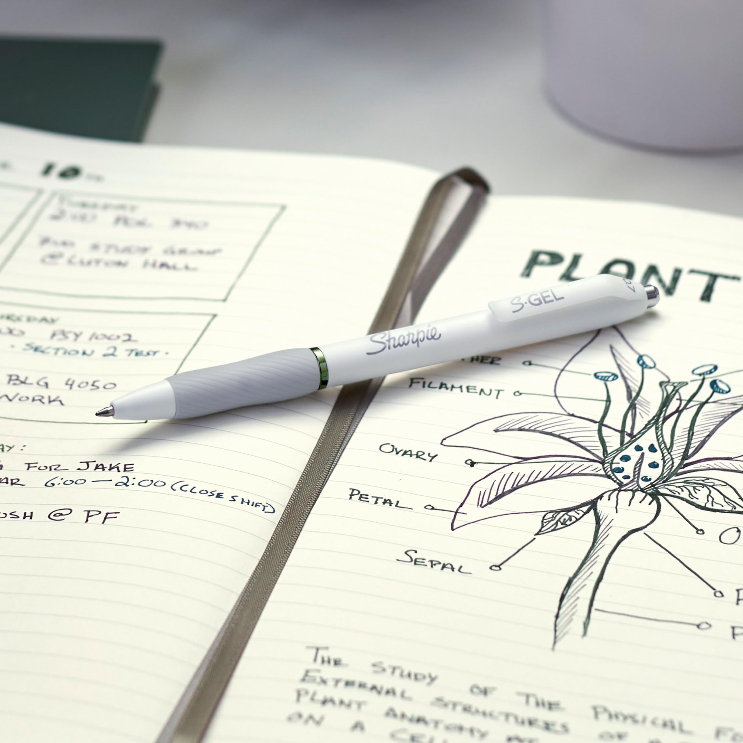 Sharpie S-Gel Pens, Fashion Barrel Gel Pens, Pearl White Body, Medium (0.7mm) Point, Bold Ink Colors, 12 Count