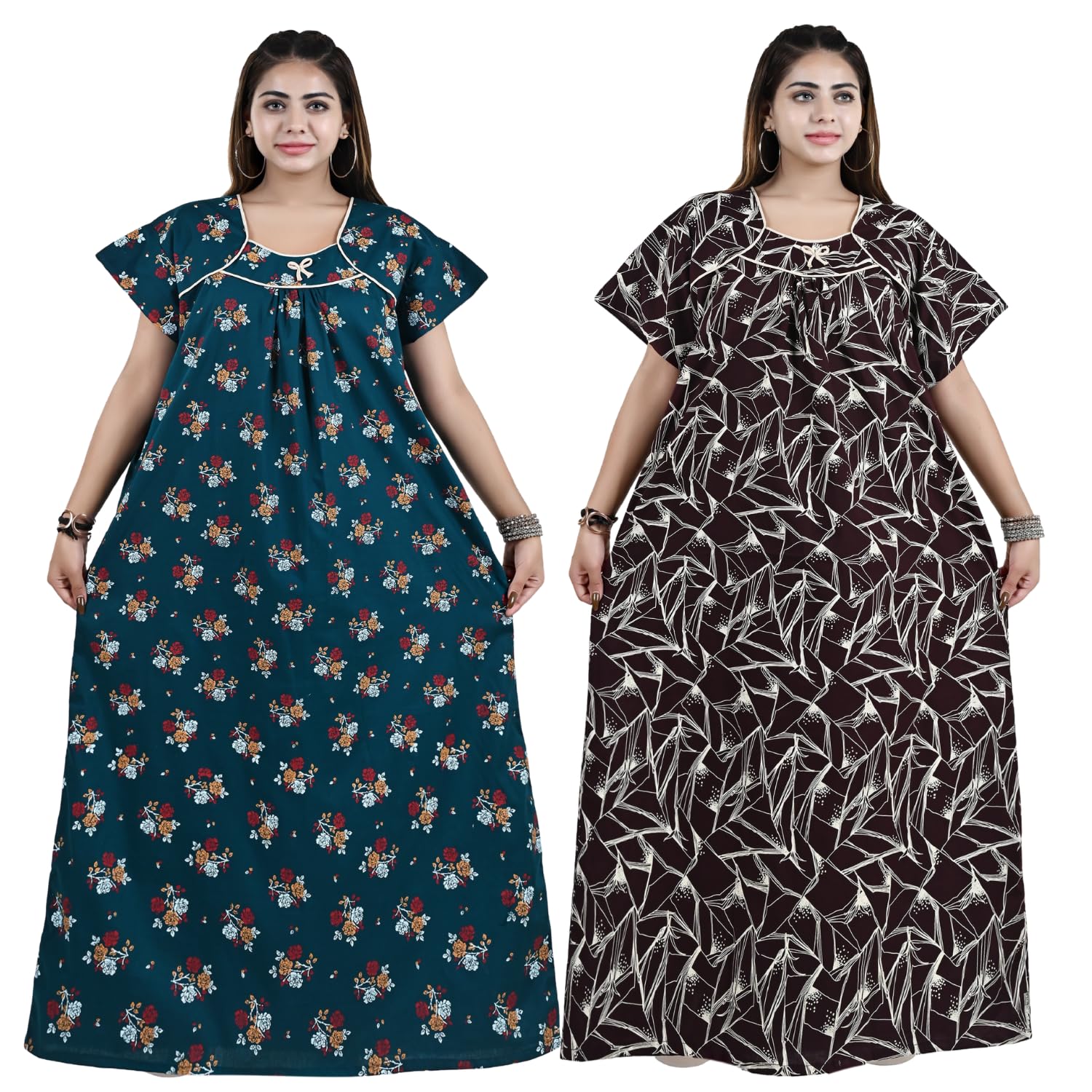 bejod's collection Women Pure Cotton Nighty Combo Pack of 2 | Printed Cotton Nighty Maxi | Soft Breathable Night Dress | Comfortable Nightwear Gown XL-3XL-picture-19