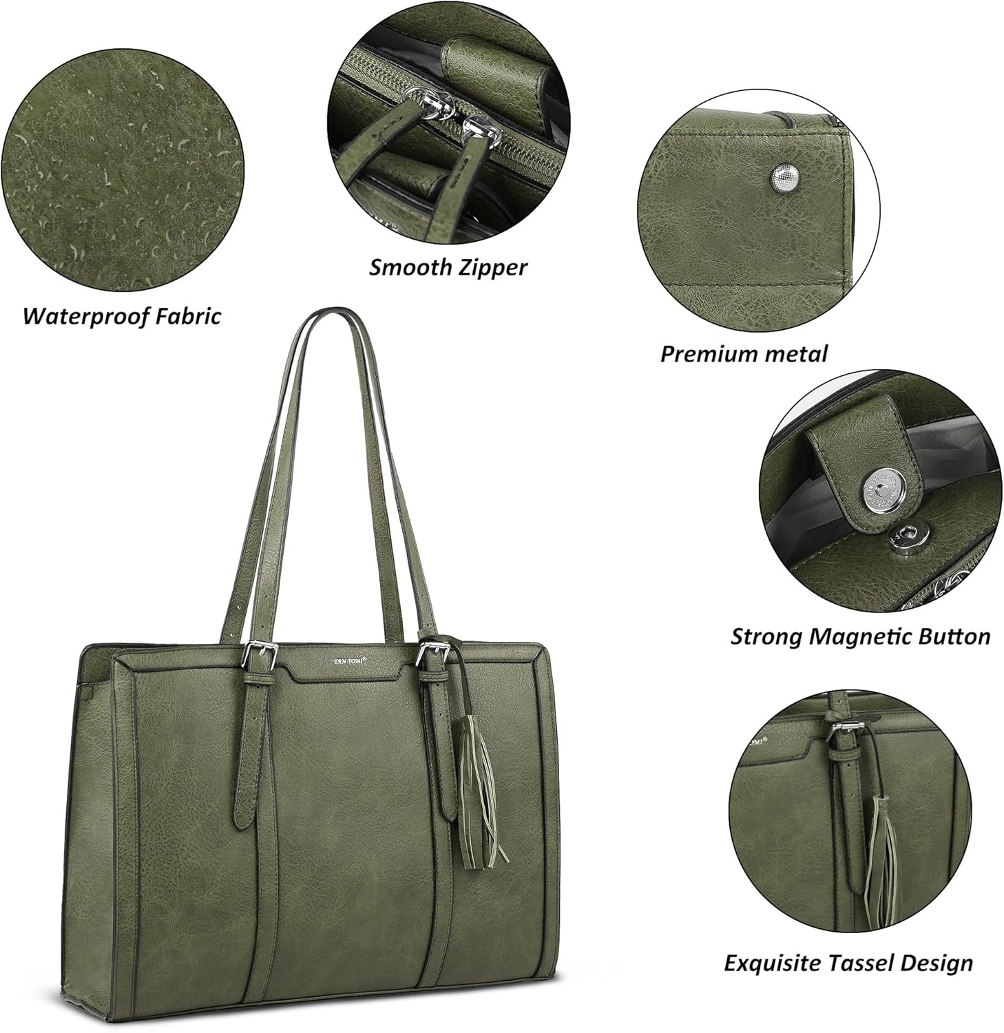 TANTOMI Women's Tote Handbags,15.6 Inch Purses Handbags Shoulder Adjustable Shoulder Strap for Work Travel Everyday - Image 7