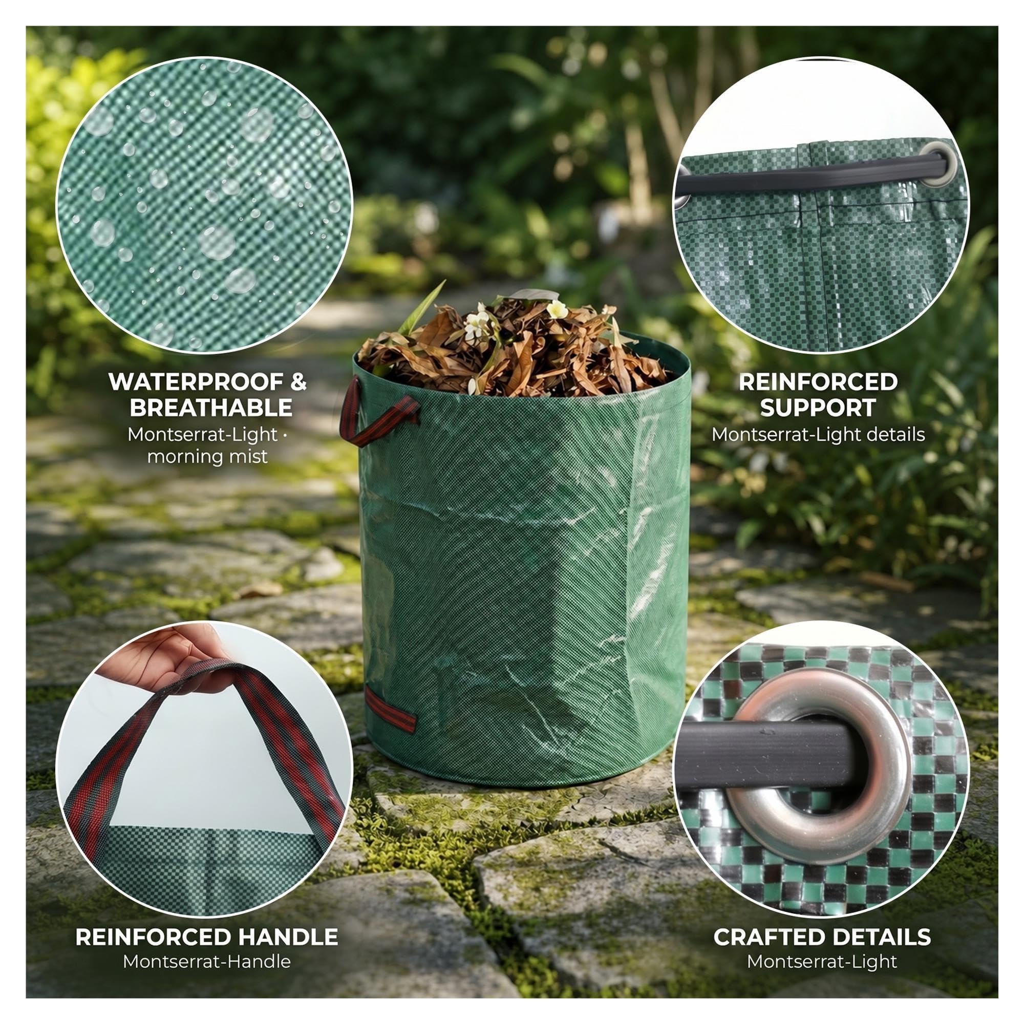 Sacchetti riutilizzabili for foglie da giardino, sacchi pieghevoli for rifiuti da giardino, 72 galloni