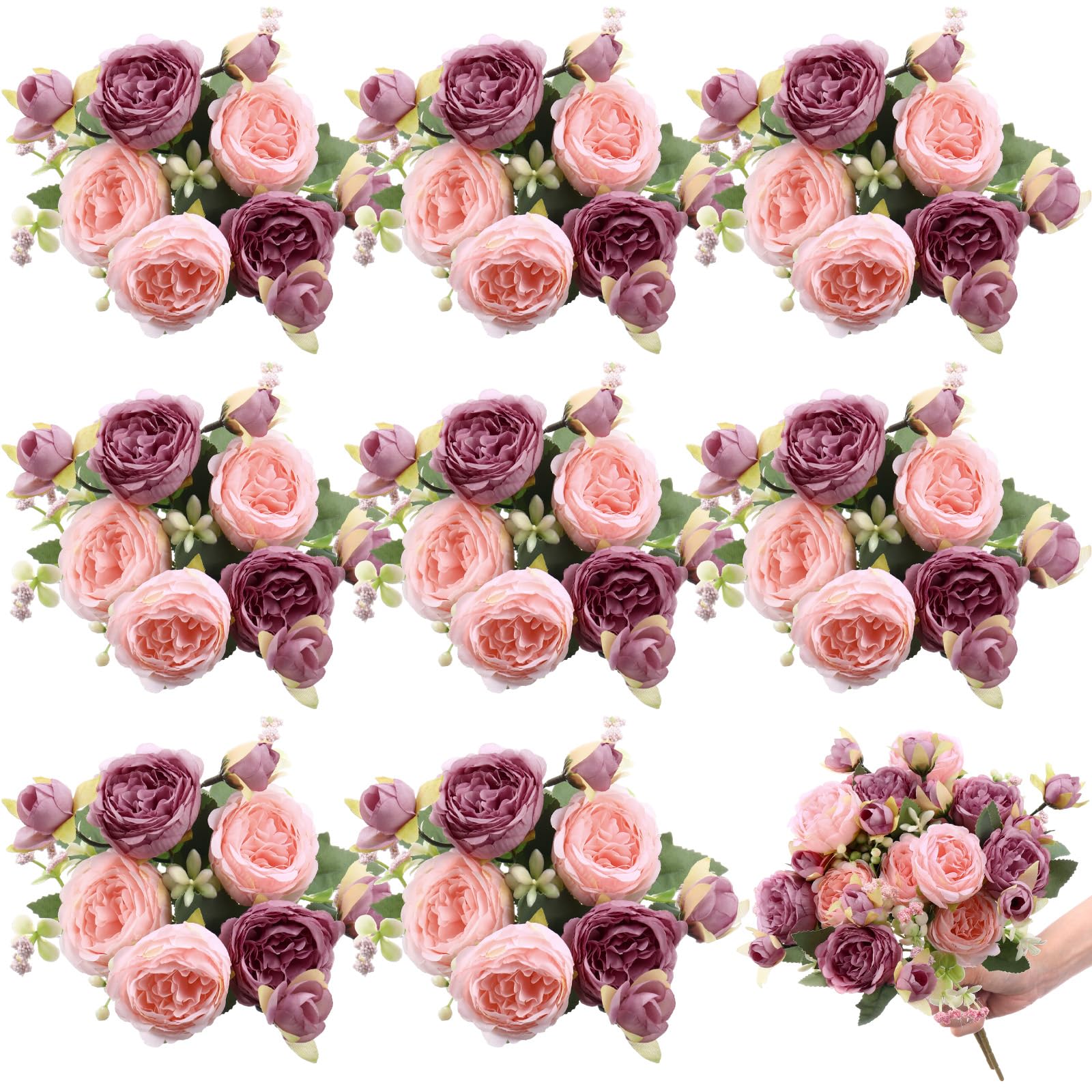 8 Bundles Artificial Peonies Flowers Boho Faux Flowers sold price at auction in Canada