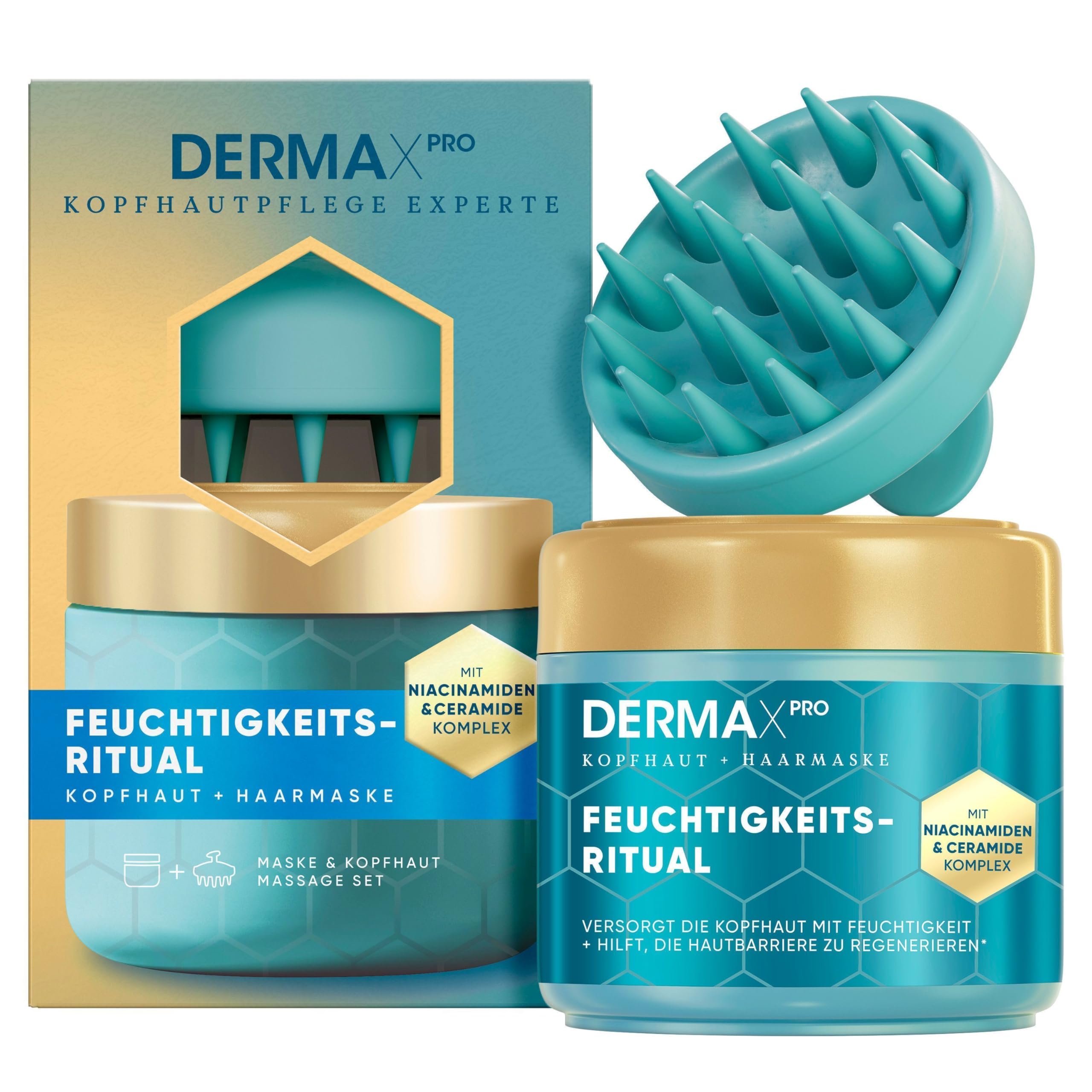 Head & Shoulders DermaXPro Feuchtigkeitsritual Kopfhaut- & Haarmaske 300ml mit Massager für trockenes Haar. Spendet Feuchtigkeit für Kopfhaut & Haare