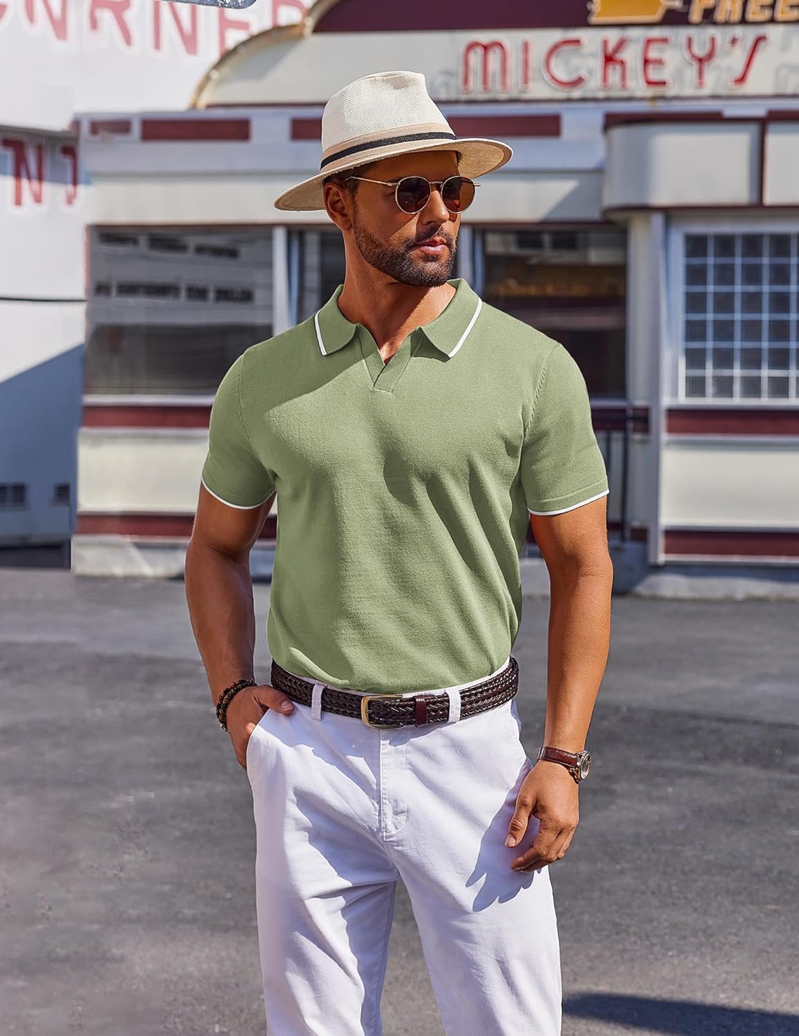 COOFANDY Mens Polo Shirts Short Sleeve Casual Knit Polo Shirt Vintage Golf T Shirts Old Money Tops - Image 4