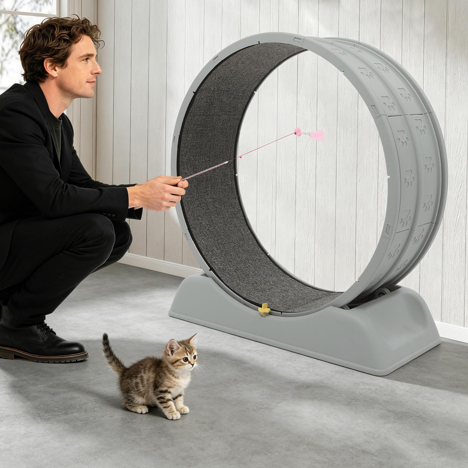 Tapis roulant per gatti, grigio, silenzioso, portata 10 kg, adatto per allenarsi o giocare in soggiorno, camera da letto o balcone