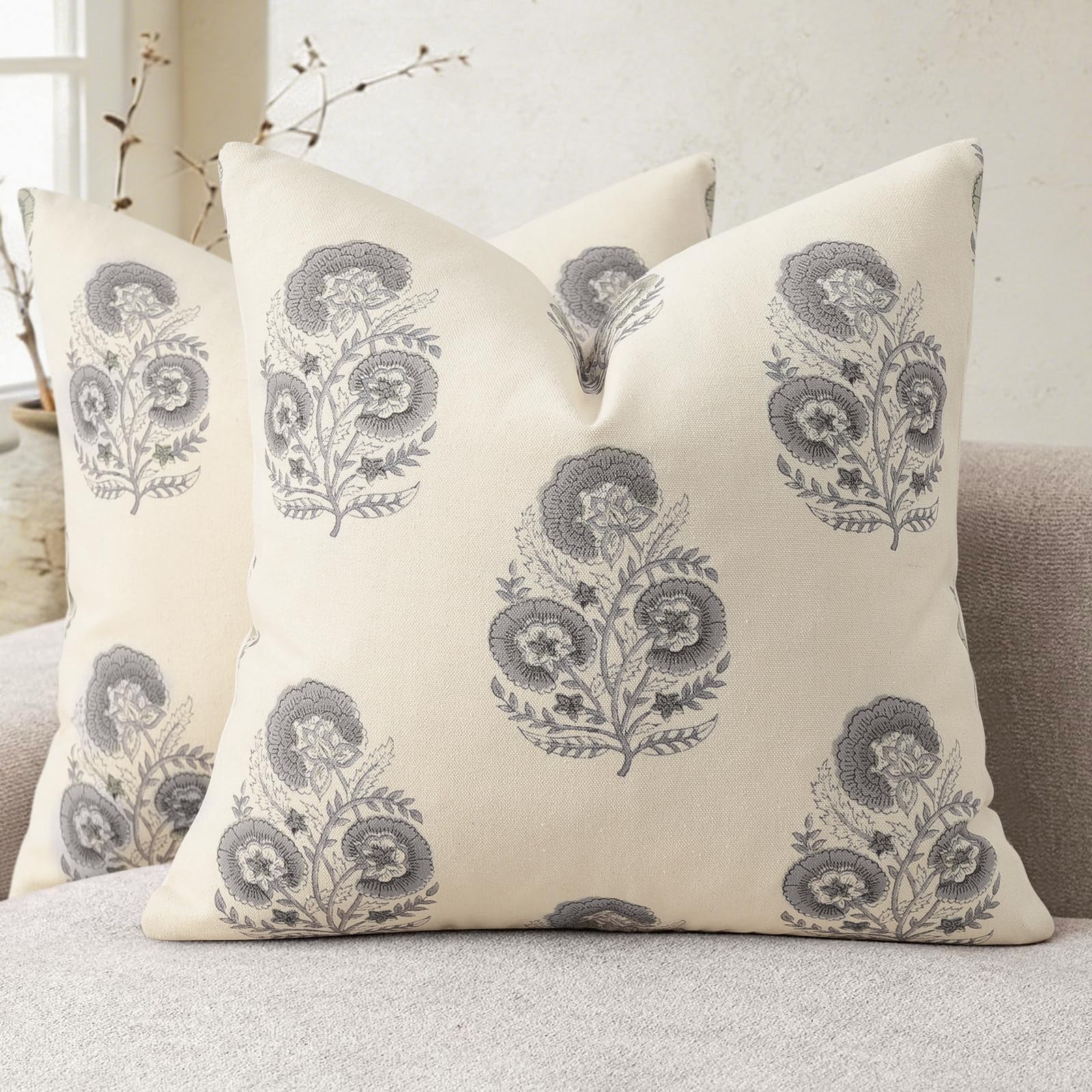 YCOLL Vintage Blumendruck Kissenbezug 40x40 2er Set Blumen Kissenbezüge, Sofakissen, Modernes Design Dekokissen für Sofa, Couch, Stuhl, Bett, Wohnzimmer Heimdekoration,