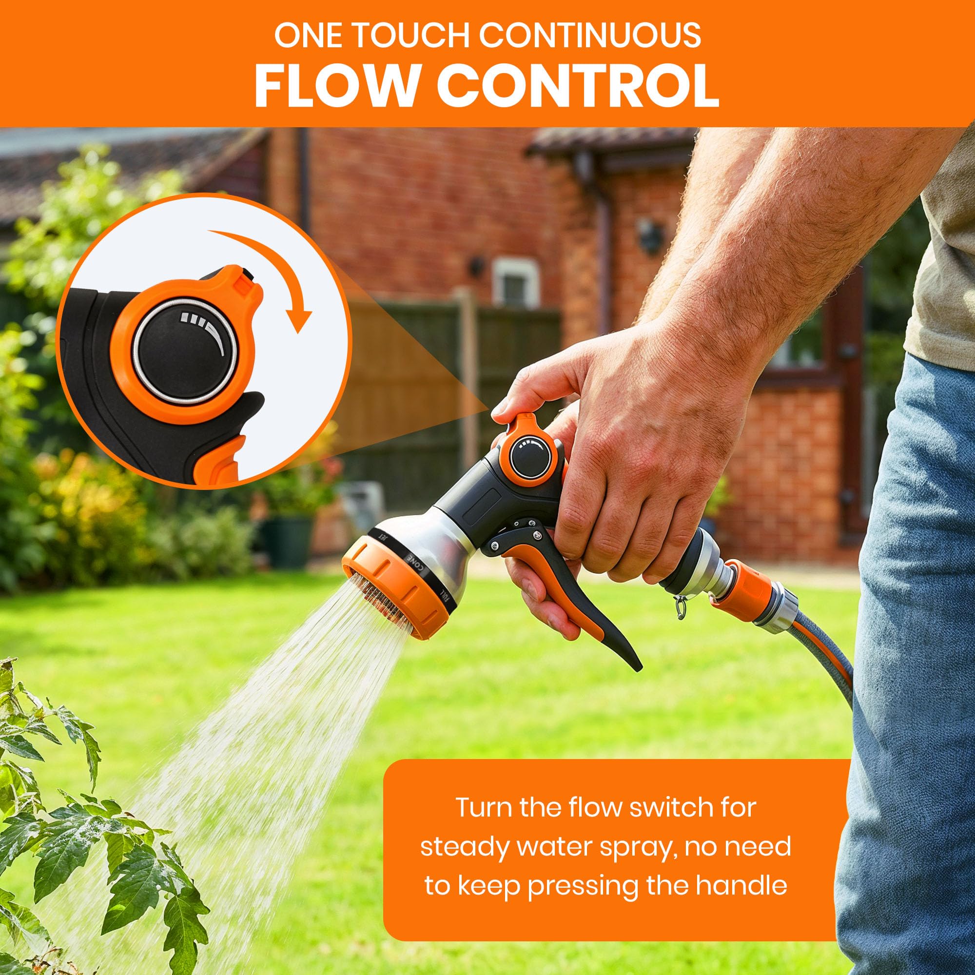Hose Pipe Spray Gun - Adjustable 8 Patterned Garden Sprayer for Plant Watering or Pet Washing - High Pressure Garden Hose Spray Gun Outdoor Watering Accessories — view 5