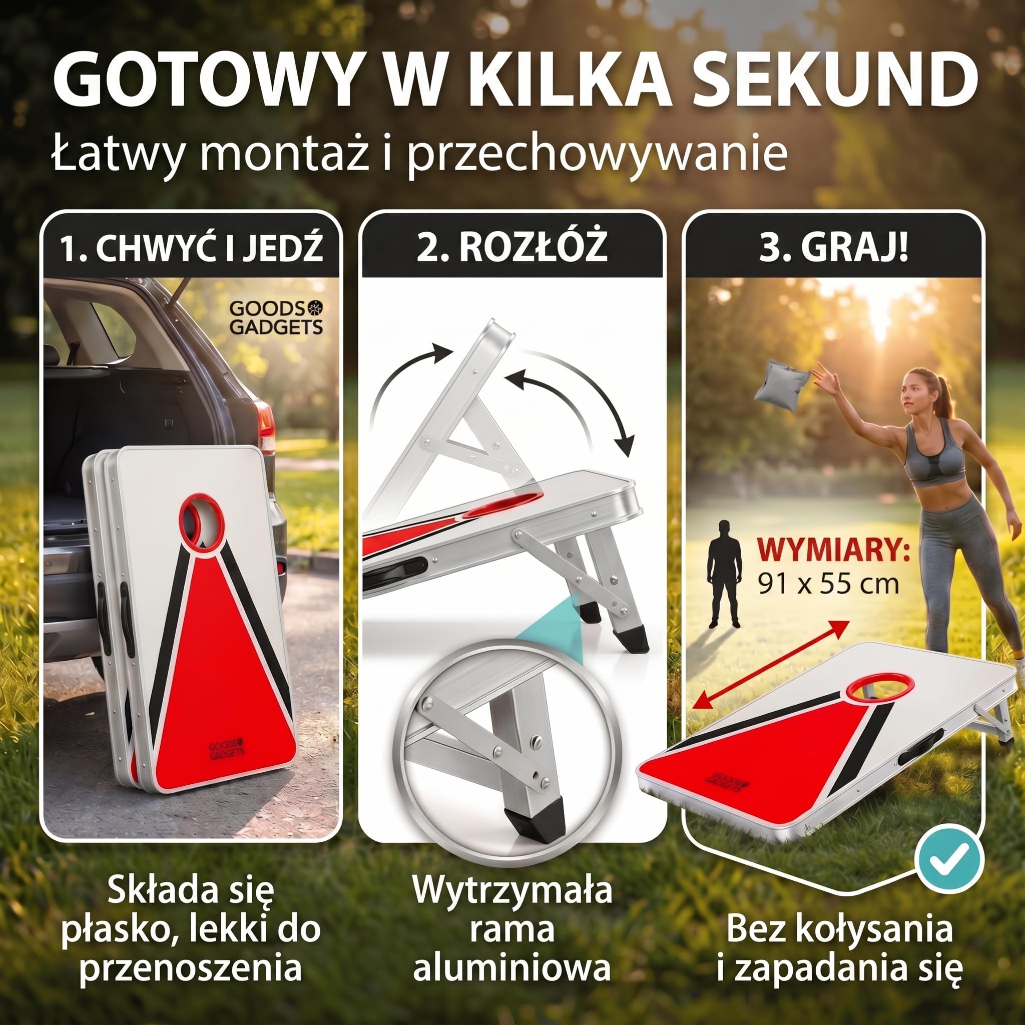 GOODS+GADGETS® Cornhole XXL – Gra Ogrodowa z 8 Workami