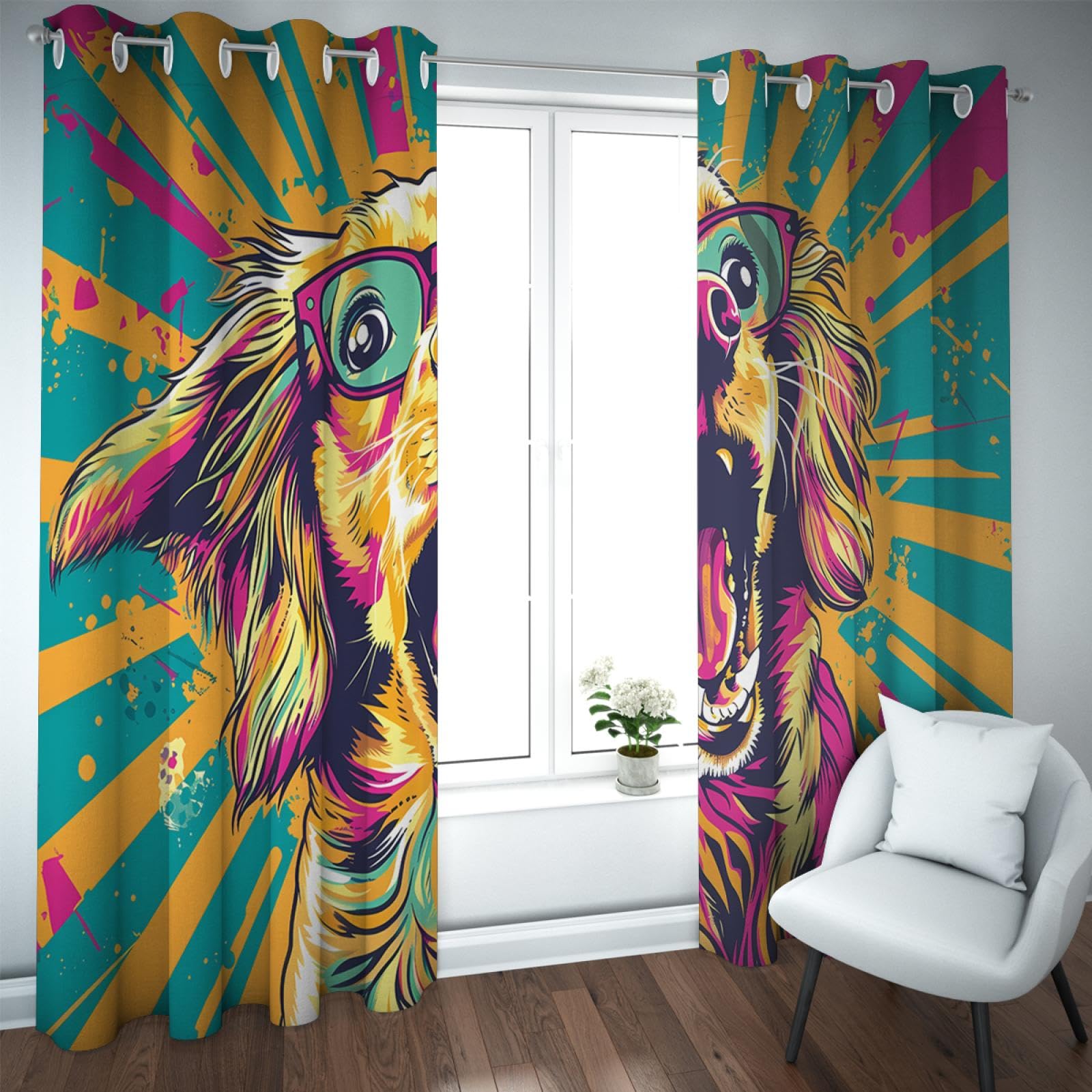 Amazon｜ポップアートキッズカーテングラフィティドッグプリント