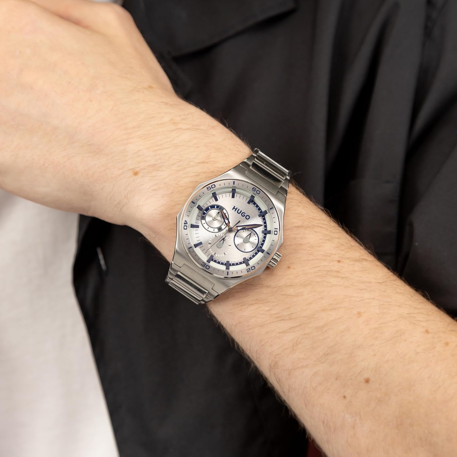 HUGO Men's #Grail Sport Watch – 44mm Stainless Steel Case, Multifunction Movement, Bold Design, Quartz Accuracy, Sporty and Dynamic Style - Gift for Him - Image 6