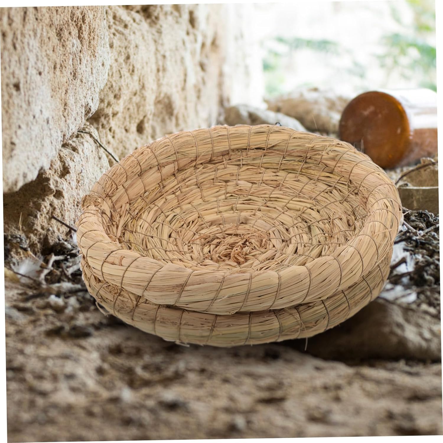 5pcs Handwoven Small Pet Sleeping Hut Woven Bird Nests for Rabbits Pigeons Small Animals Comfortable Nest Decor for Natural Nesting Spawning Behaviors